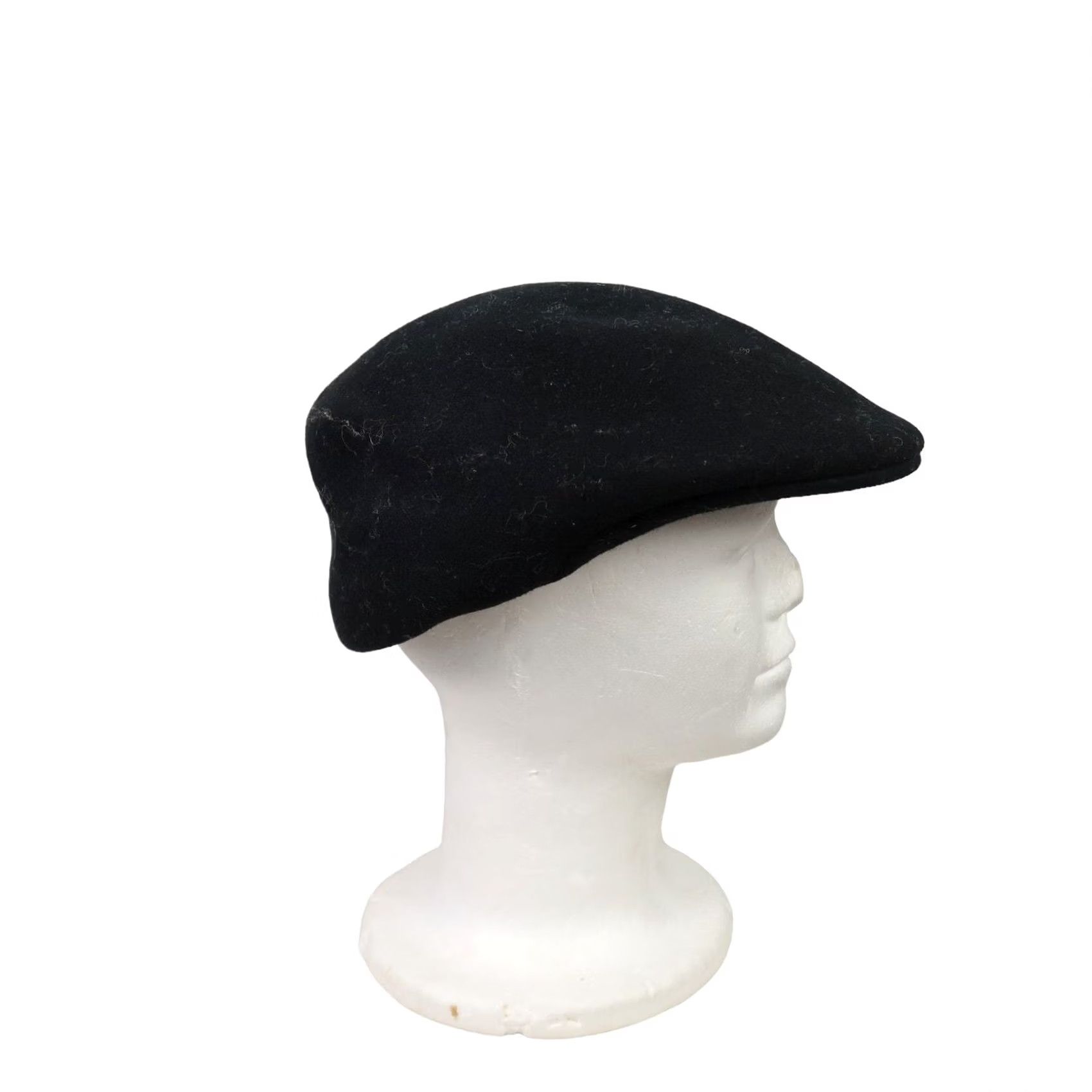 FELT Men Black Felt Wool Flat Cap Cabby Hat M Wool Mens Fall Winter Casual Size ONE SIZE - 3 Thumbnail