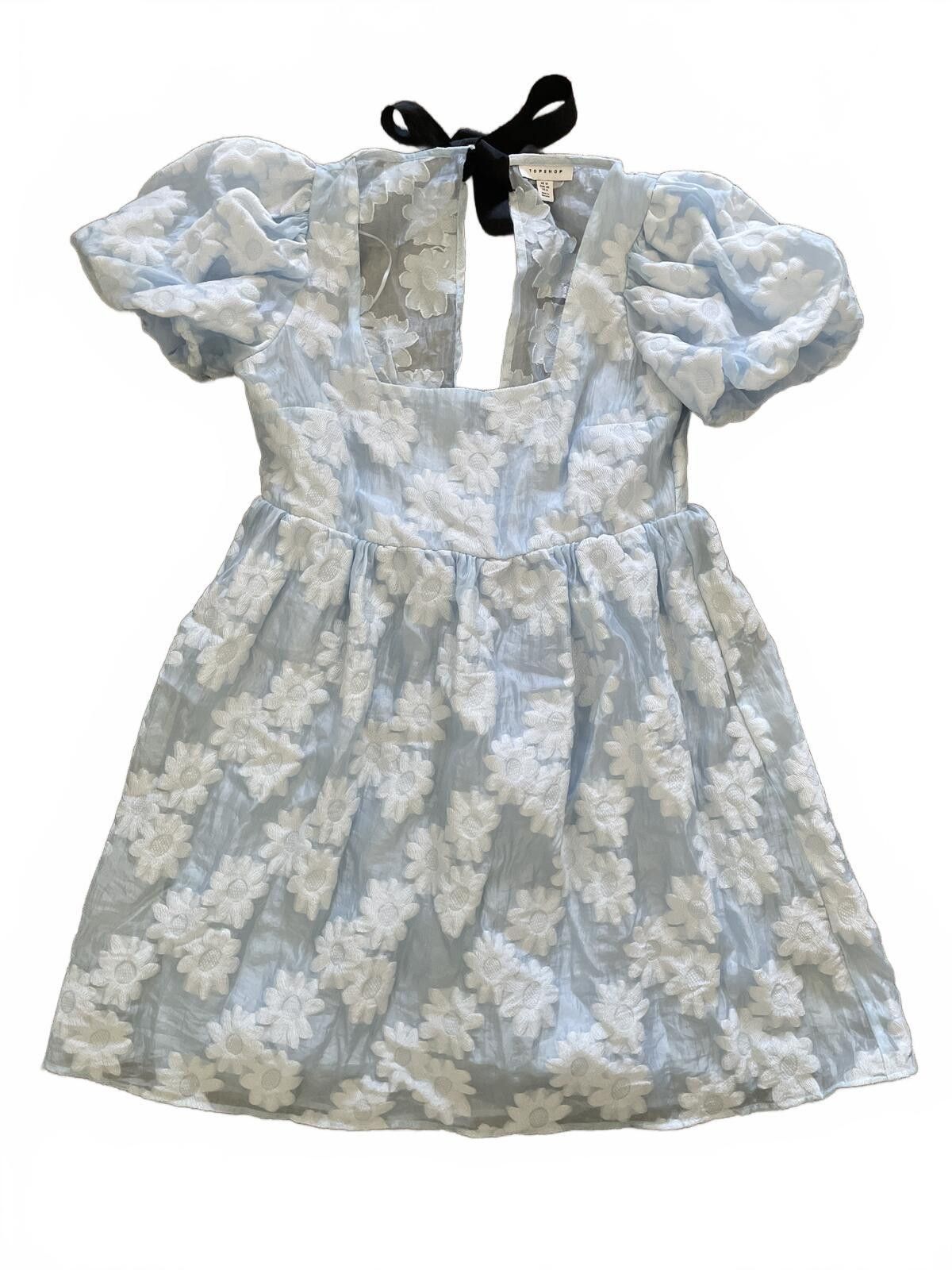 Topshop Topshop Puff Sleeve Floral Dress Women's 8 Sz Blue Romantic Size M / US 6-8 / IT 42-44 - 1 Thumbnail