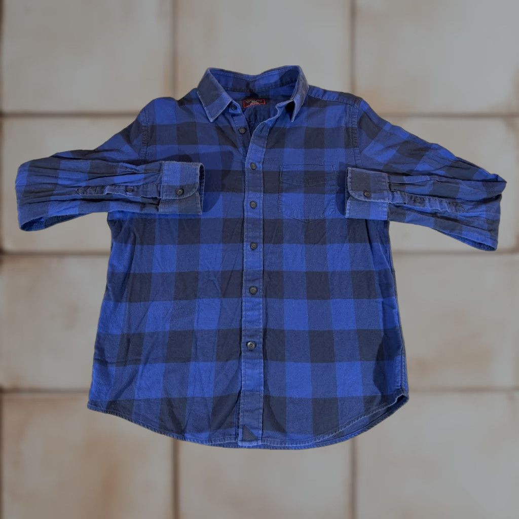 UNTUCKit UNTUCKit Shirt Mens Small Blue Buffalo Plaid Flannel Button Long Sleeve Slim Fit Size US S / EU 44-46 / 1 - 1 Thumbnail
