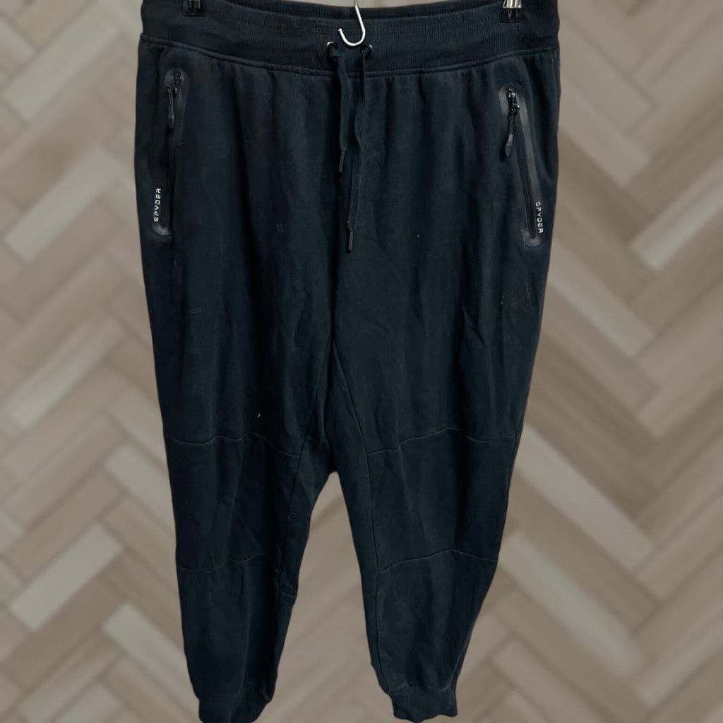 Spyder Spyder Active Jogger Pants Adult L Black Zip Pocket Mens Tapered Activewear Size US 33 - 1 Thumbnail