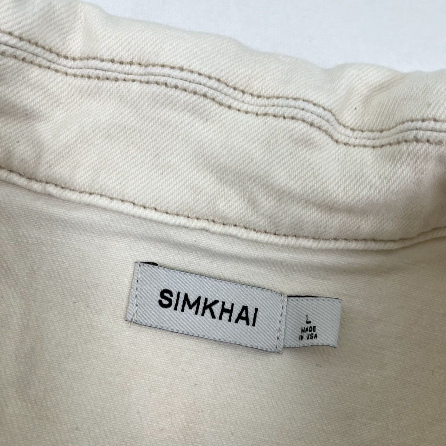 Vintage Simkhai Jacket Womens Large White Denim Belted Cargo Utility Cotton Classic Outdoor Size L / US 10 / IT 46 - 2 Thumbnail