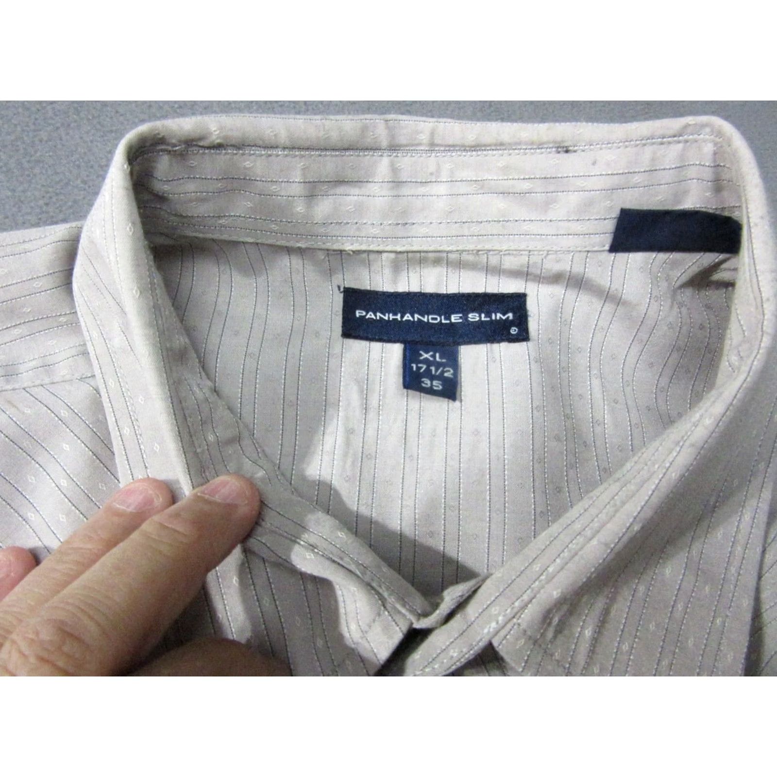 Vintage Panhandle Slim Shirt Mens XL Gray Striped Western Long Sleeve Pearl Snap 17.5 35 Size US XL / EU 56 / 4 - 5 Thumbnail