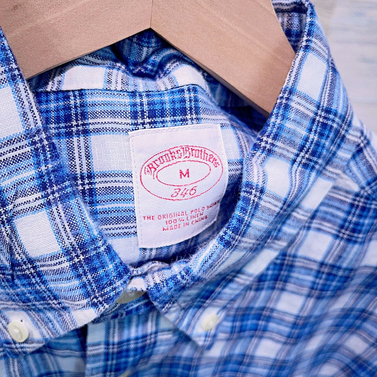 Brooks Brothers Brooks Brothers Linen Oxford Polo Shirt Blue White Plaid M Size US M / EU 48-50 / 2 - 5 Thumbnail