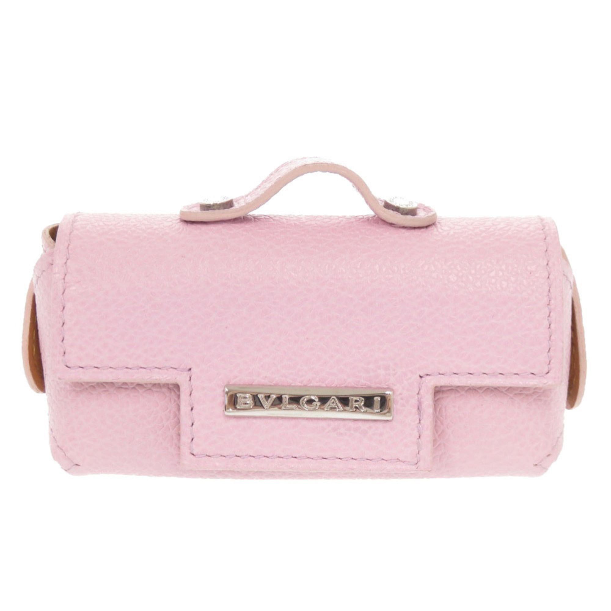 Bvlgari Excellent condition Bulgari logo key ring attached leather pink mini pouch/accessory case 0767BVLGARI Size ONE SIZE - 1 Thumbnail