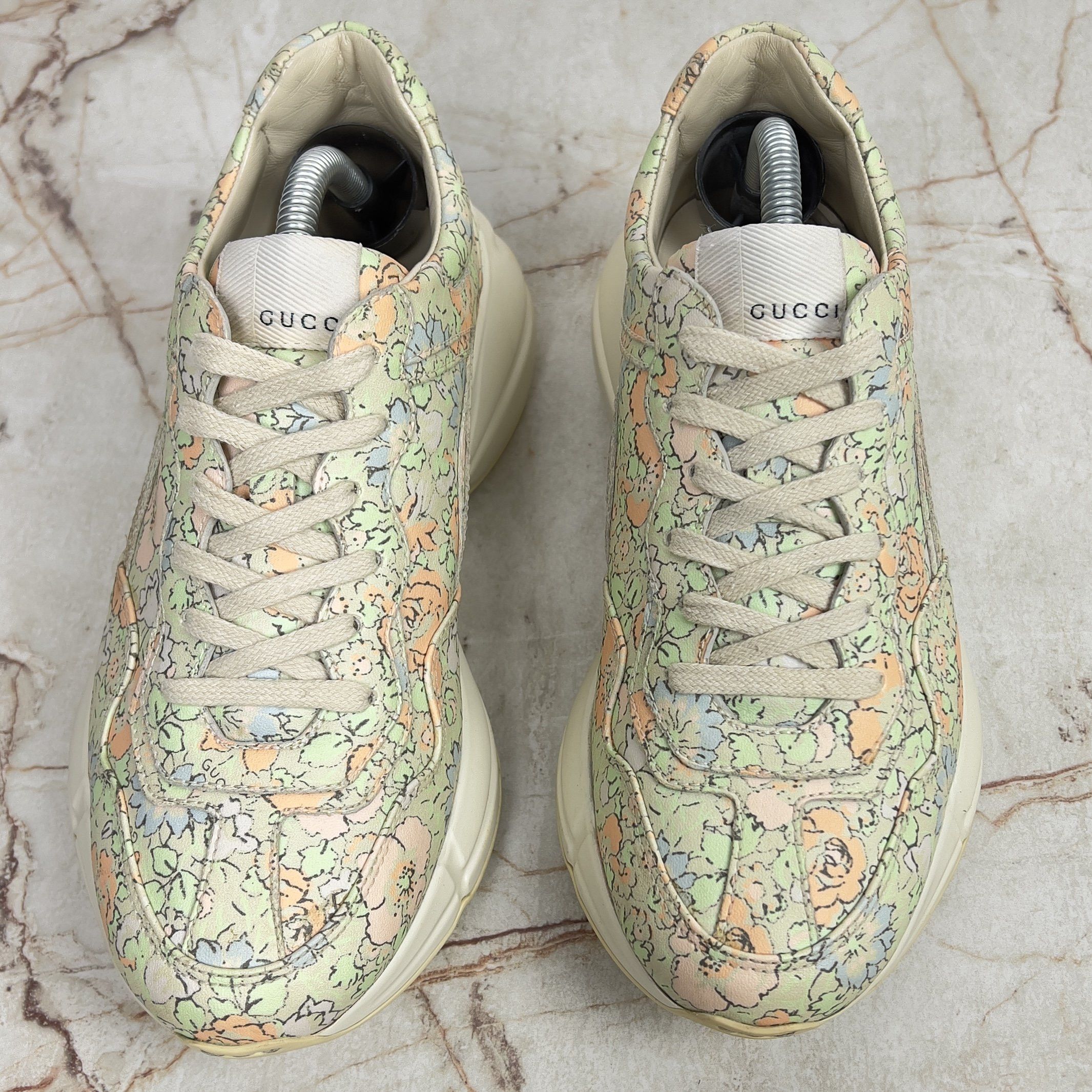Gucci Liberty Rhyton Floral Canvas Sneaker Leather Size US 7 / IT 37 - 2 Thumbnail