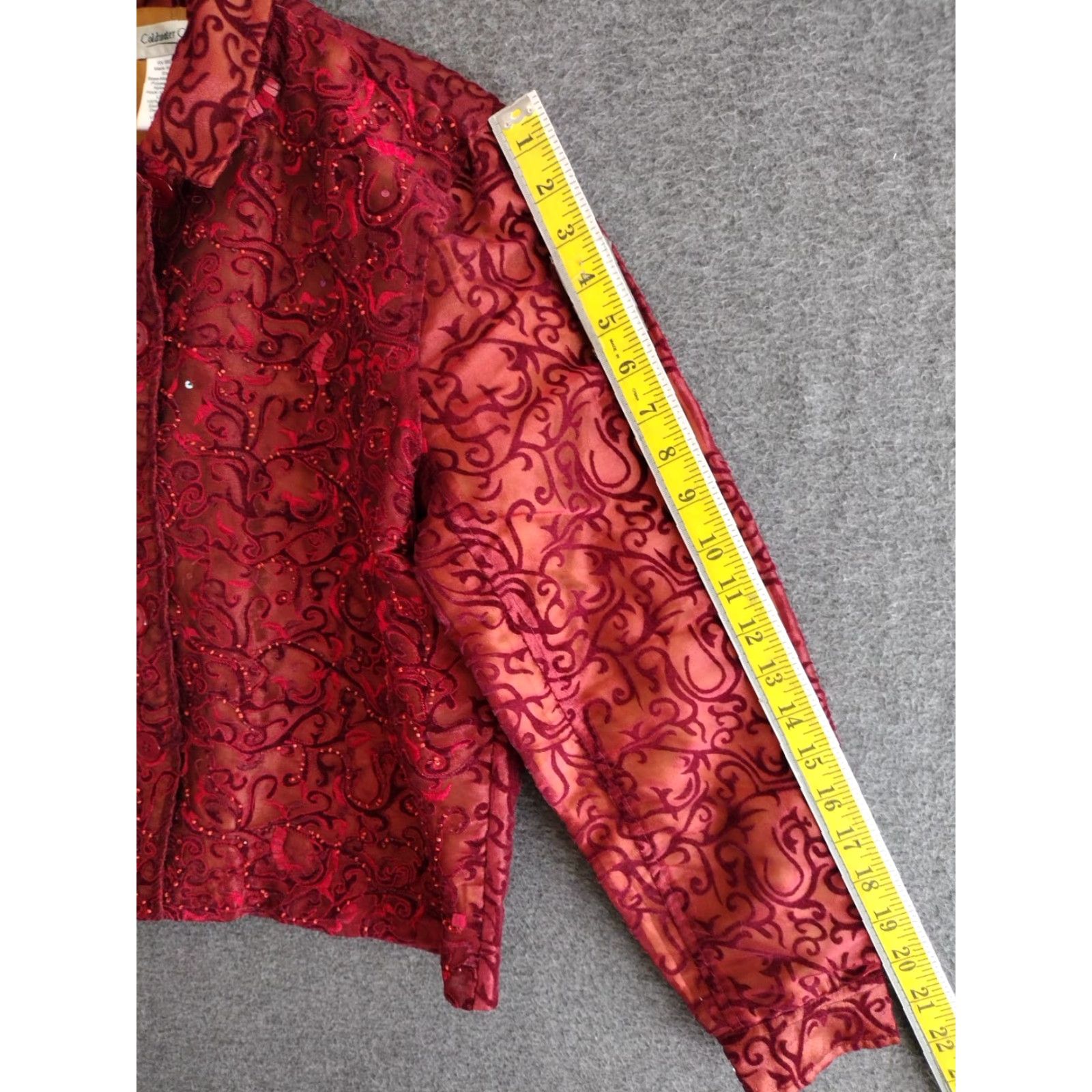 Coldwater Creek VINTAGE Coldwater Creek Beaded Jacket Blazer Velvet Burnout Women's PM Burgundy Floral 90s Jacket Mens Womens Size M / US 6-8 / IT 42-44 - 5 Thumbnail
