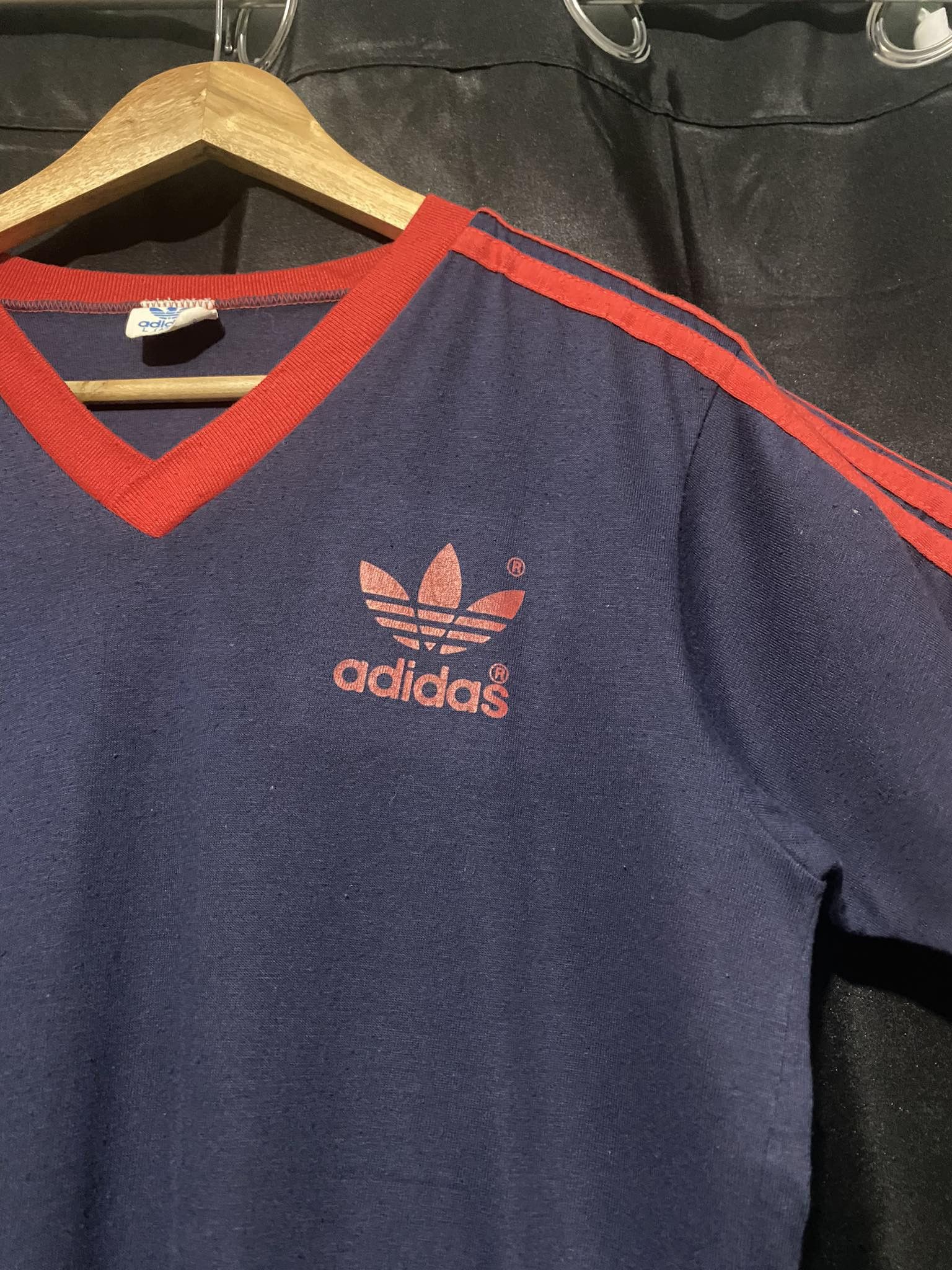 Adidas Vintage 70s/80s adidas made in USA single stitch logo v neck Size US L / EU 52-54 / 3 - 7 Thumbnail