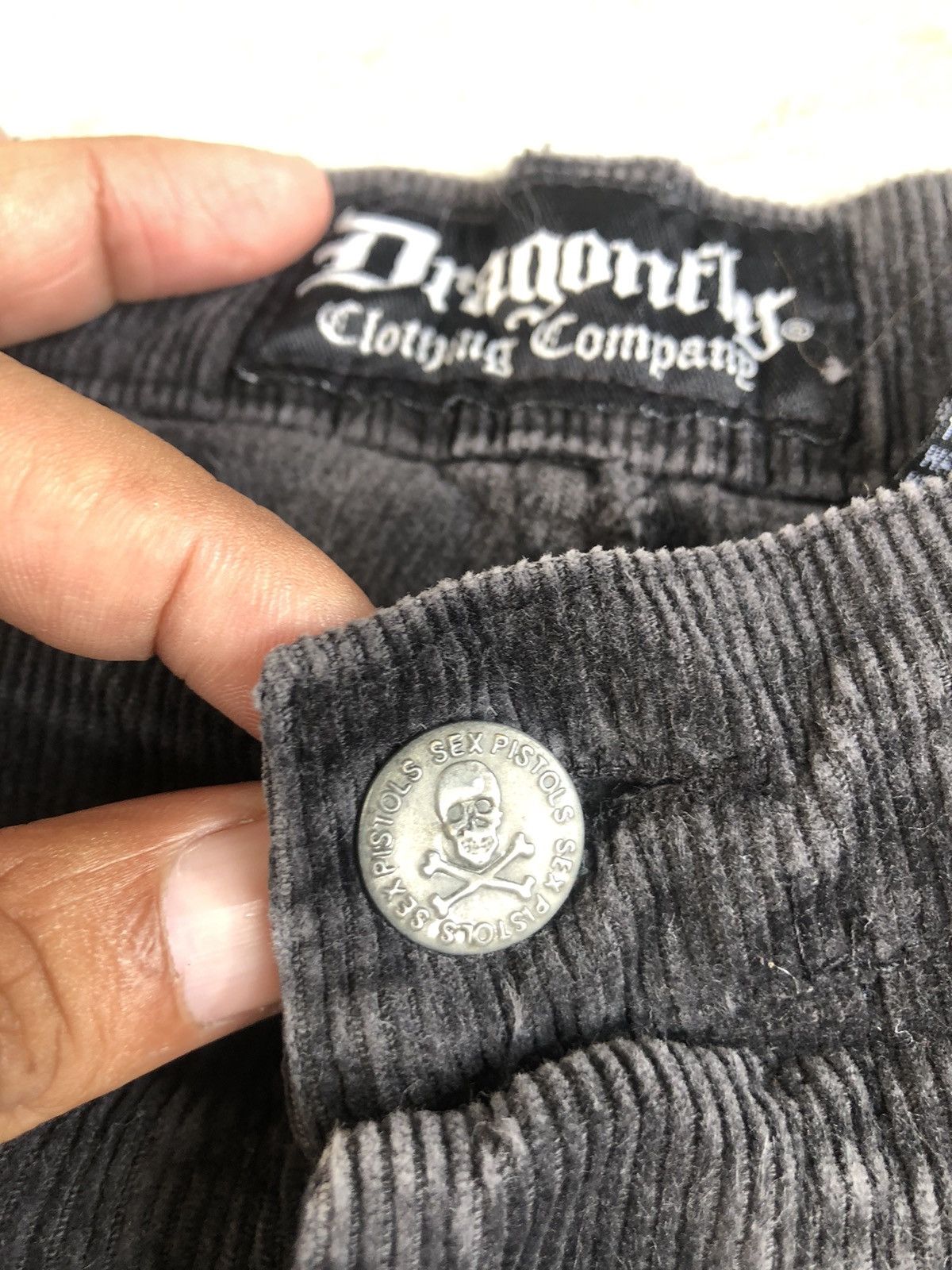 Dragonfly Rare Sex Pistols Flared Embroidered Corduroy Size US 37 - 17 Thumbnail