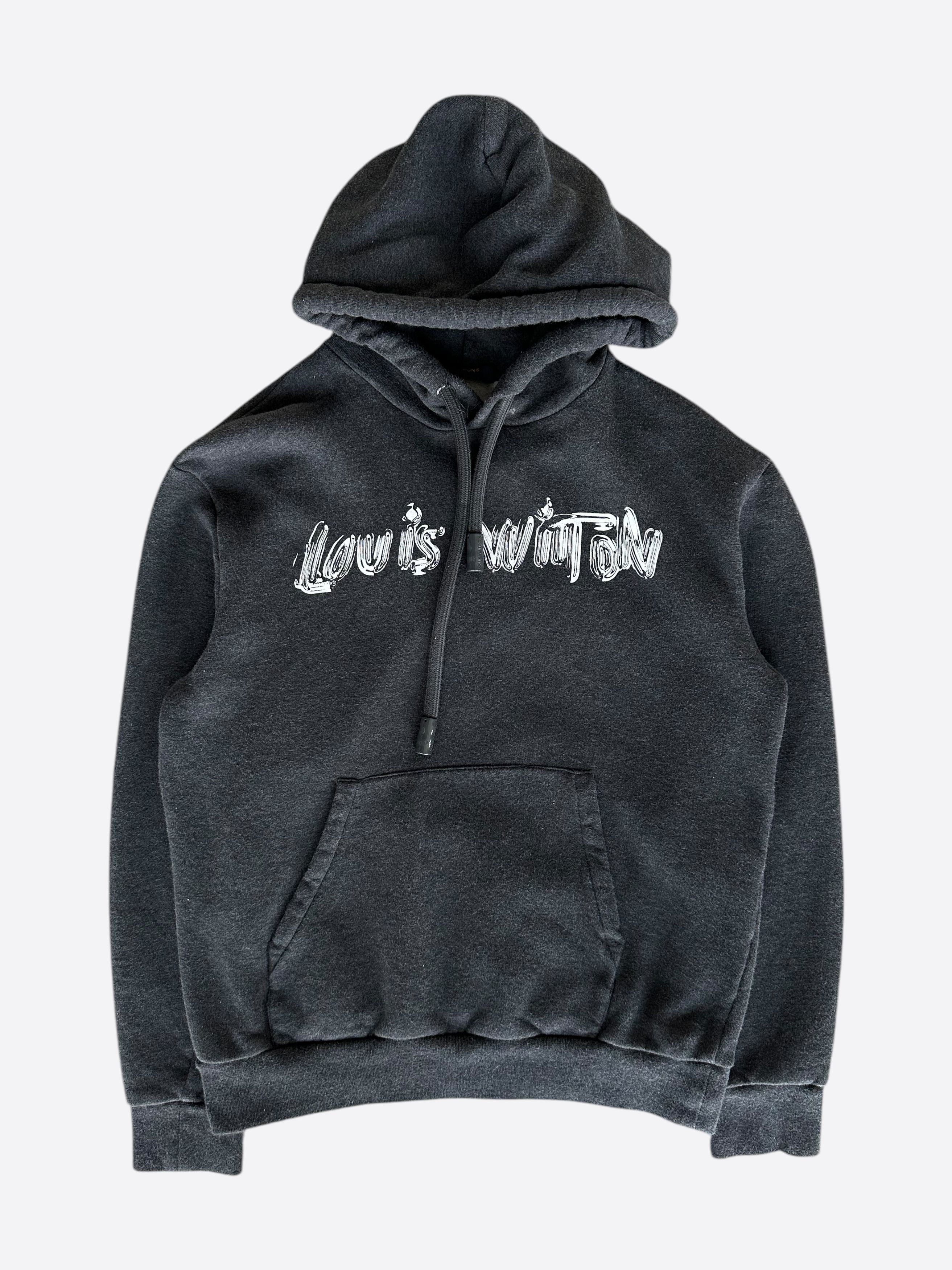 Louis Vuitton Louis Vuitton Grey & Silver Bubble Logo Hoodie | Grailed