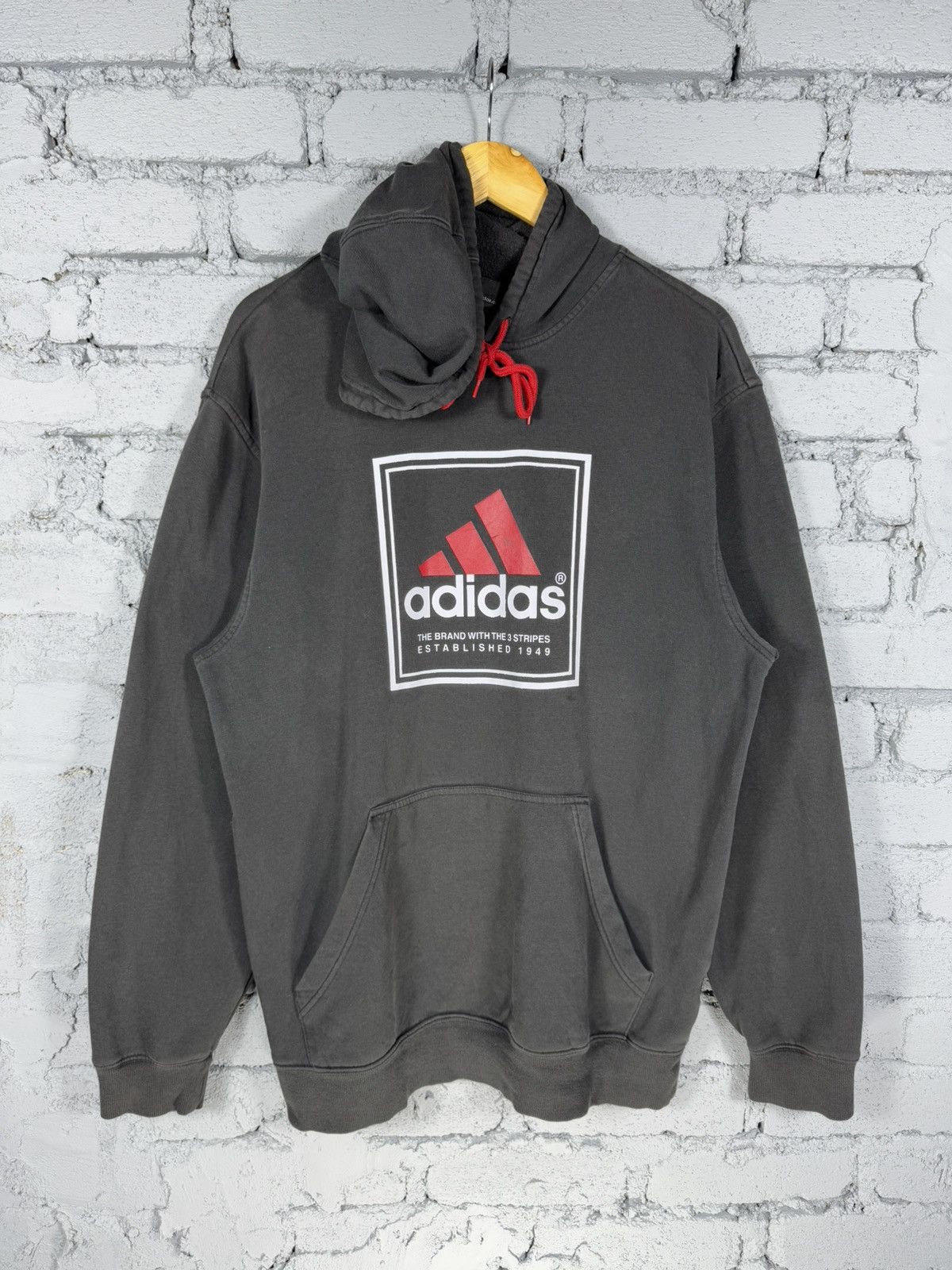 Vintage Adidas Three Stripe Sun Faded Hoodie Sweatshirt