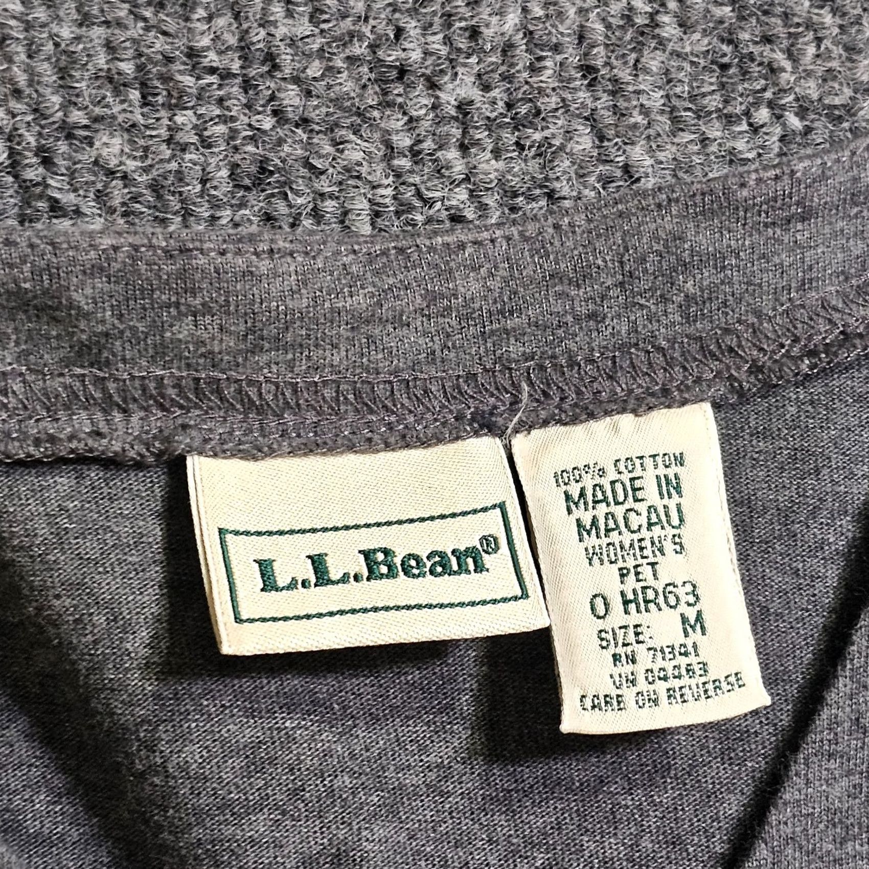 Vintage L.L. Bean Cardigan Top Womens Medium Gray Button V Neck Long Sleeve Casual Career Hoodie Shirt - wait Size M / US 6-8 / IT 42-44 - 3 Thumbnail