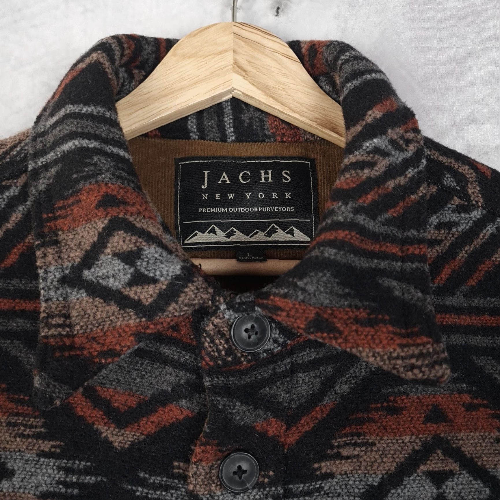 Vintage JACHS New York Jacket Mens Large Black Sherpa Lined Southwestern Flannel Shacket Size US L / EU 52-54 / 3 - 4 Thumbnail