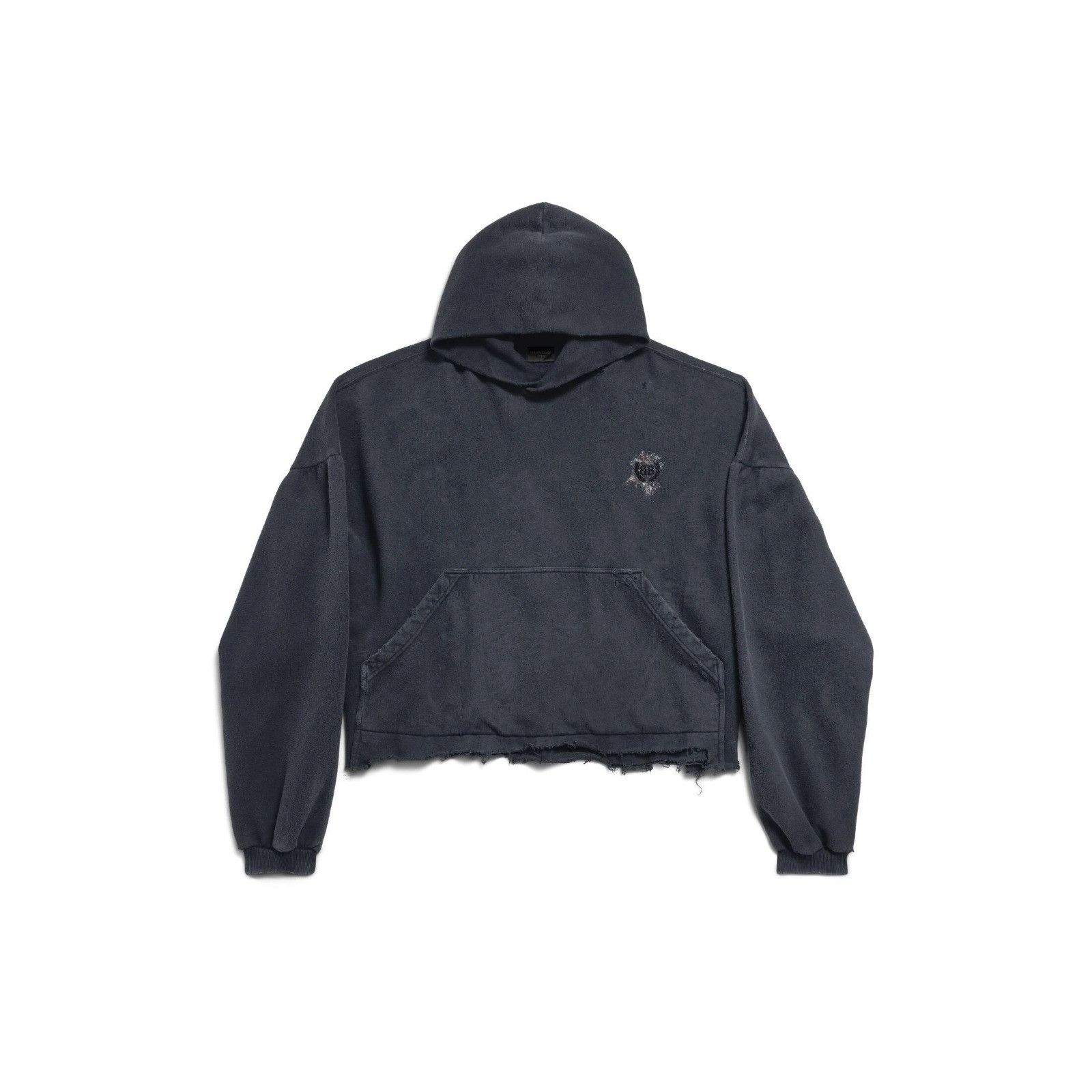 Balenciaga o1w1db10526 555 / Nail Polish Cropped Hoodie in Black Size US M / EU 48-50 / 2 - 1 Thumbnail