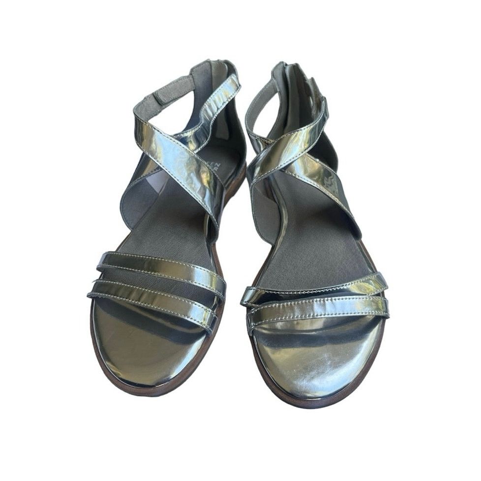Eileen Fisher Eileen Fisher Cici silver mirrored strappy sandal Size US 8 / IT 38 - 2 Thumbnail