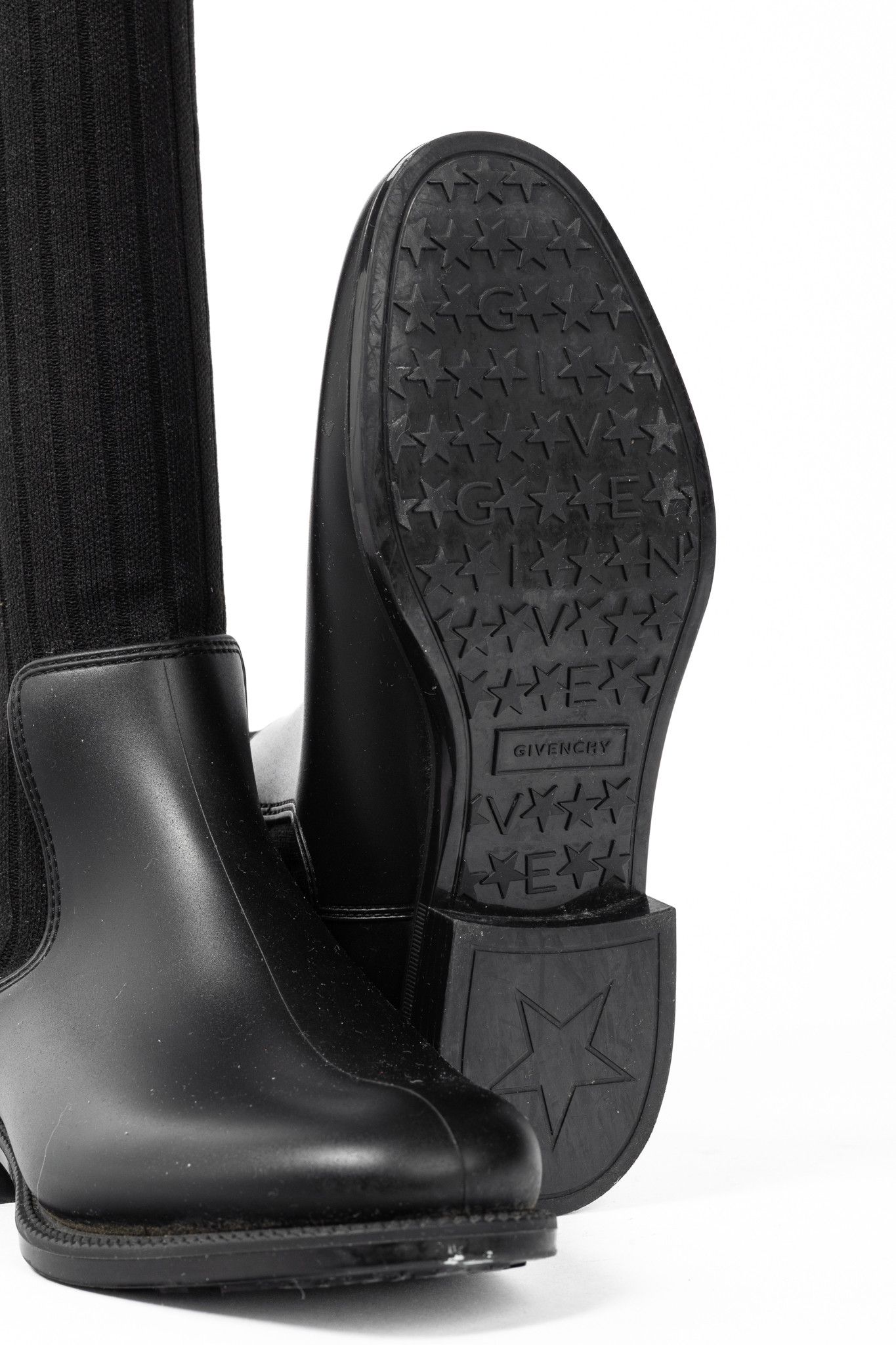 Givenchy Givenchy Black Over-the-Knee Star & Stripe Sock Rain Boots Size US 4.5 / IT 34.5 - 5 Thumbnail