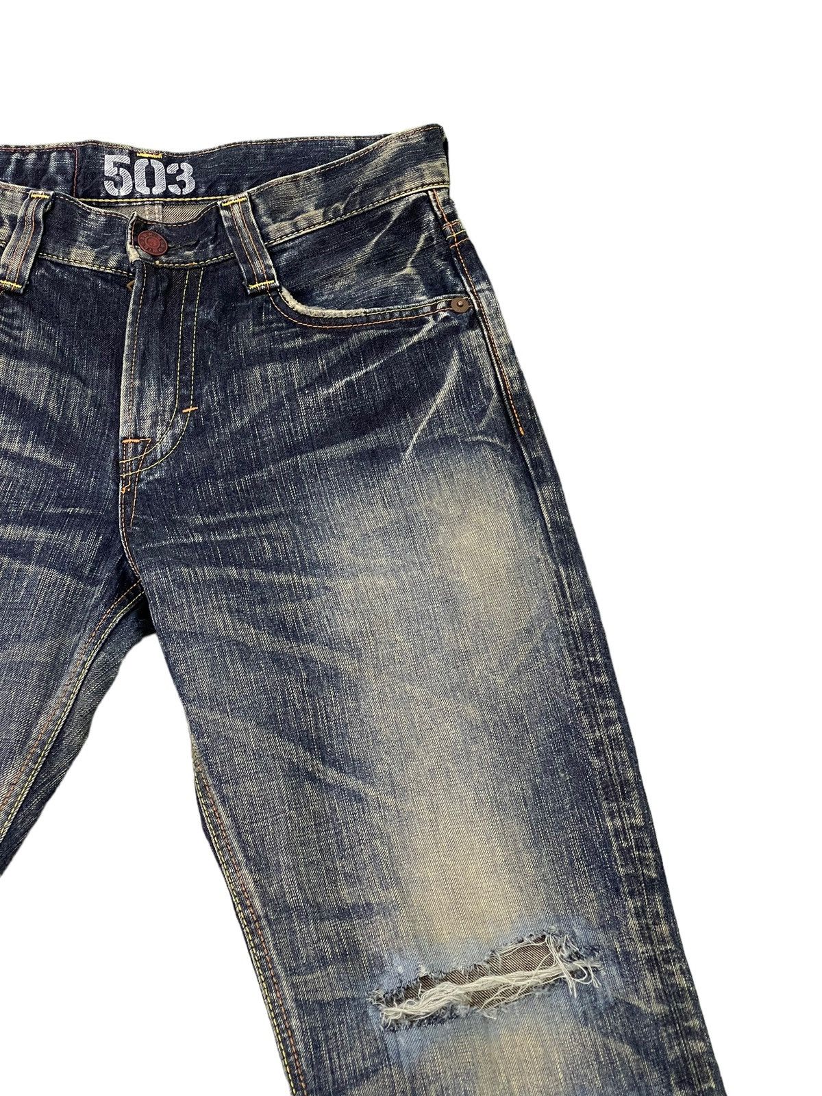 Edwin Flare Jeans Edwin Japan Faded Distress Boot Cut 6🟦8 Size US 31 - 9 Thumbnail
