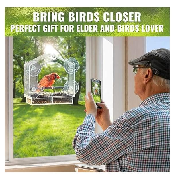 NBDN Nobrandedon Clear Window Bird Feeder for Outdoor Viewing, No Assembly Size ONE SIZE - 3 Thumbnail