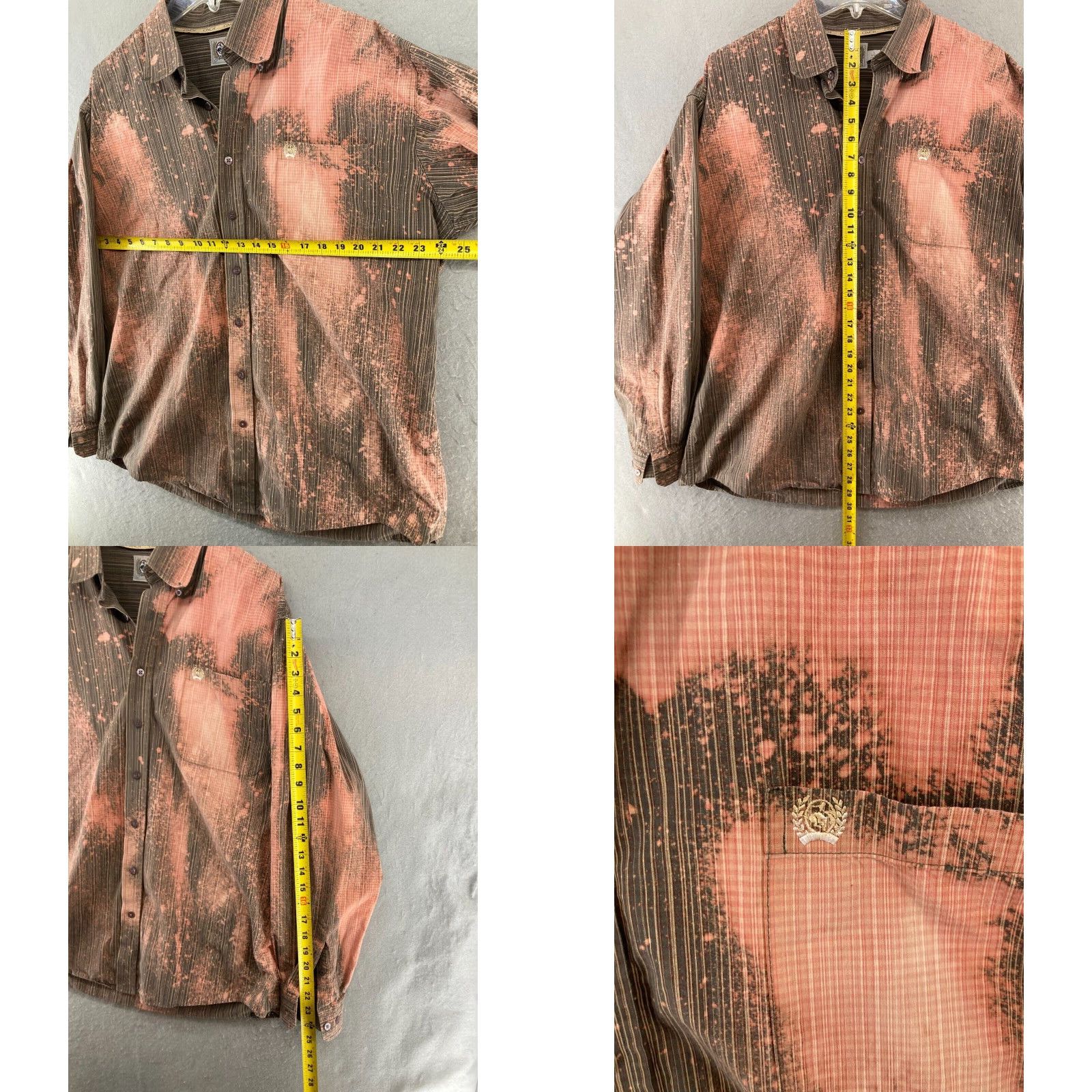 Vintage Cinch Mens Western Shirts Large Brown Striped Cowboy Size US L / EU 52-54 / 3 - 2 Thumbnail