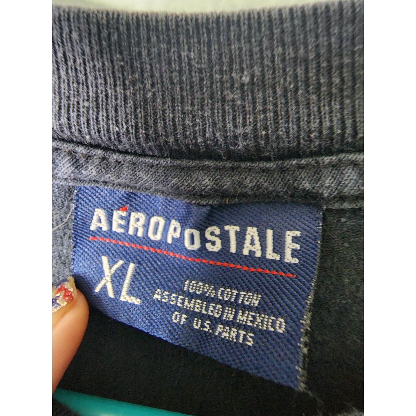 Aeropostale VINTAGE Aeropostale NY Wings T-Shirt Mens XL Black 90s Crew Neck Short Sleeve Cotton Graphic Print Distressed Size US XL / EU 56 / 4 - 5 Thumbnail
