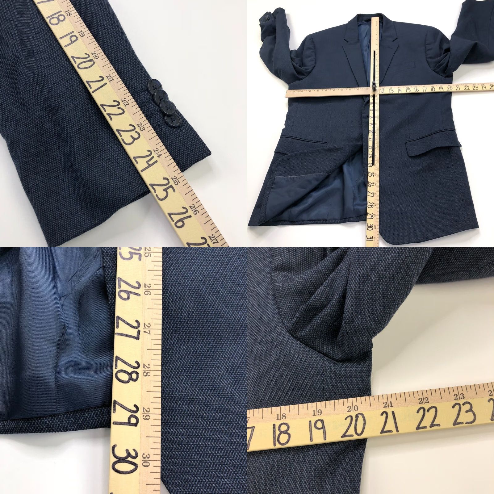Banana Republic Banana Republic Sport Coat Jacket Bird's Eye Blue 40 Regular Fit Men Jacket Notch Lapel Four-Button Front Size US XXS / EU 40 - 8 Thumbnail