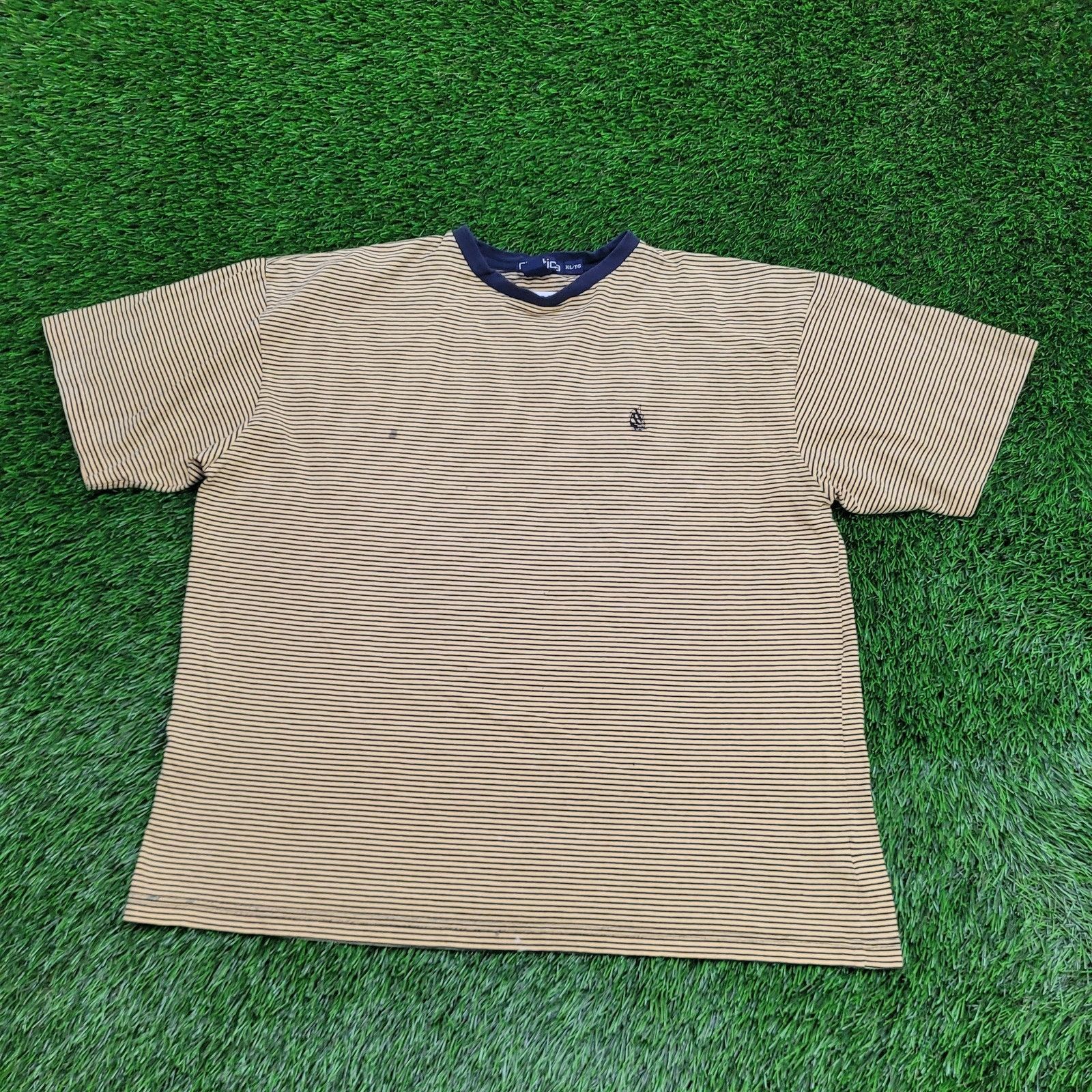 Nautica VTG Y2K Nautica T-Shirt XL Yellow Blue Pin Stripes USA Size US XL / EU 56 / 4 - 1 Thumbnail