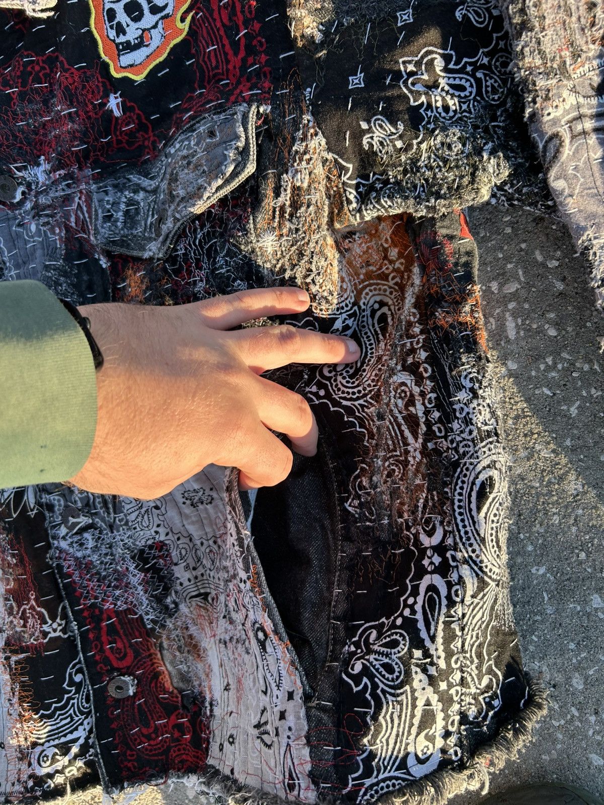 Other 1/1 Your World patchwork distressed bandana denim jacket Size US L / EU 52-54 / 3 - 7 Thumbnail