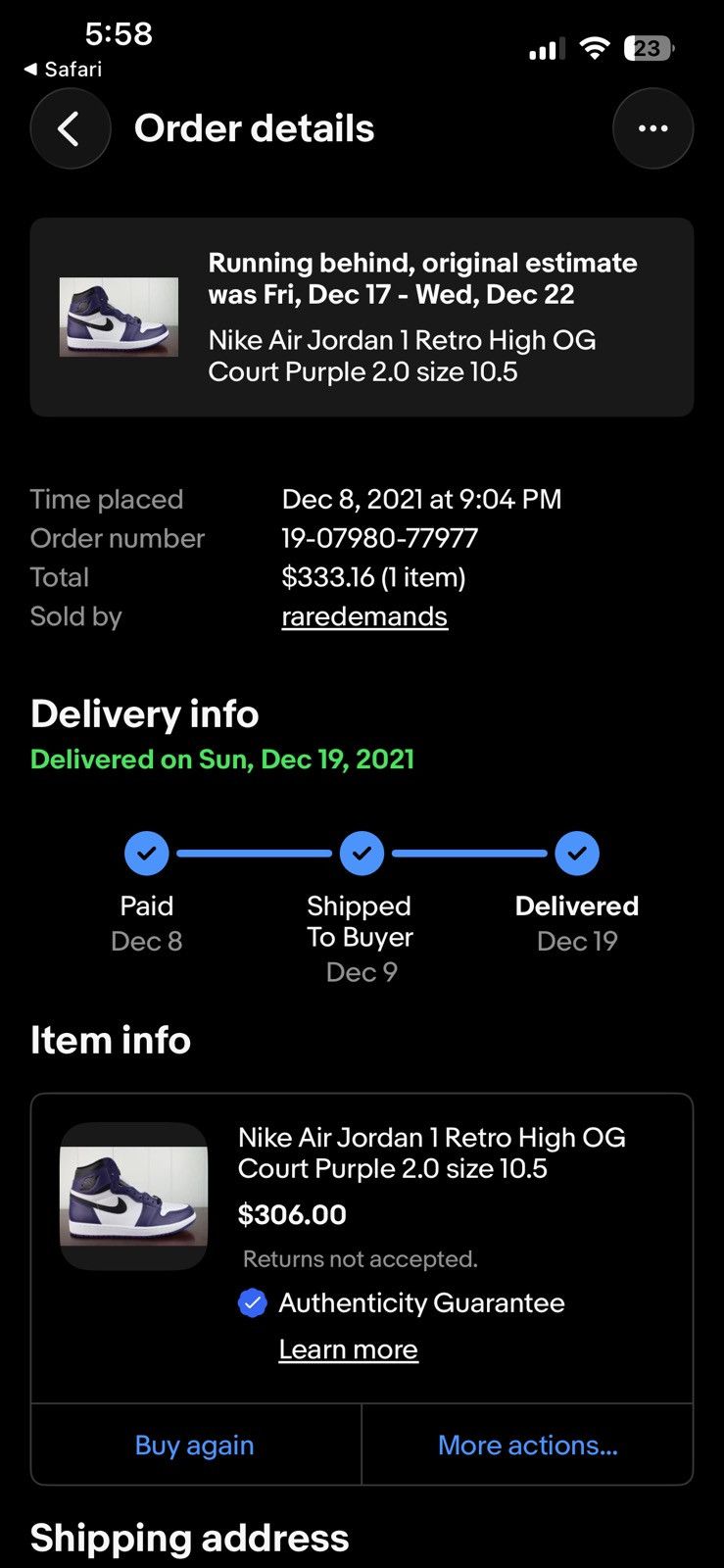 Jordan Brand *SEND ALL OFFERS* Jordan 1 “Court Purple” Size US 10.5 / EU 43-44 - 10 Thumbnail