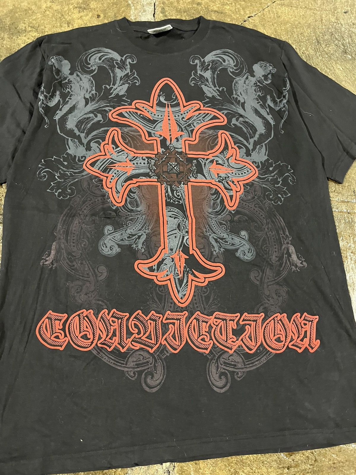 Affliction × Tapout × Vintage Crazy Y2K Affliction Style Grunge Goth Cross Skater Tee Size US XL / EU 56 / 4 - 3 Thumbnail