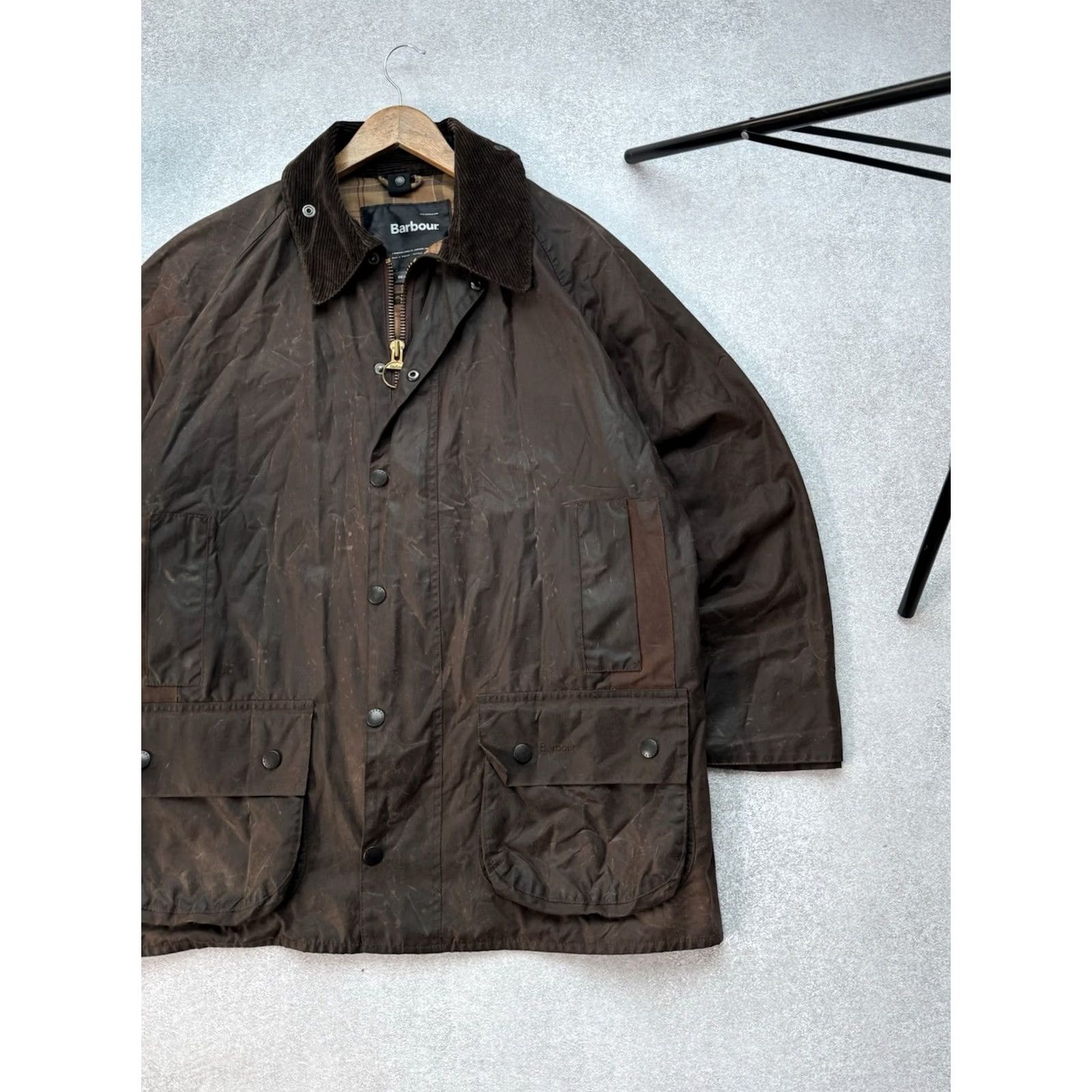 Barbour VINTAGE Barbour Beaufort Jacket Mens XL Brown Waxed Overcoat 90s Barbour Waxed England USA Retro Barbour 117 cm C46/Large Size US XL / EU 56 / 4 - 3 Thumbnail
