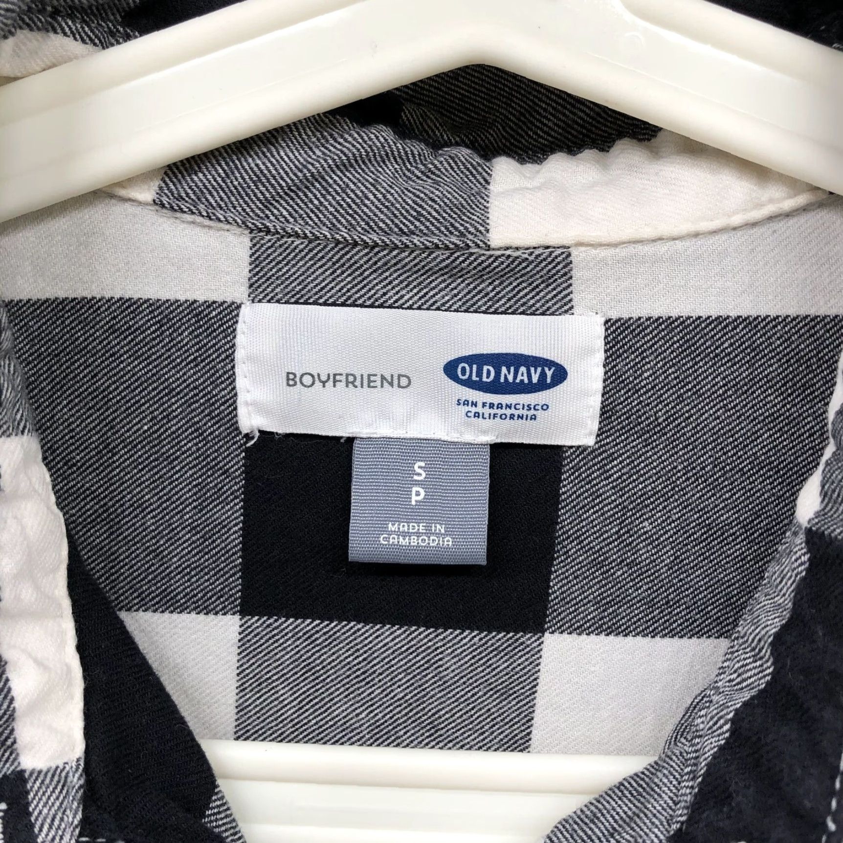 Old Navy Old Navy Boyfriend Flannel Shirt Womens S Black White Check Plaid Button-Up Casual Fall Winter Size S / US 4 / IT 40 - 5 Thumbnail