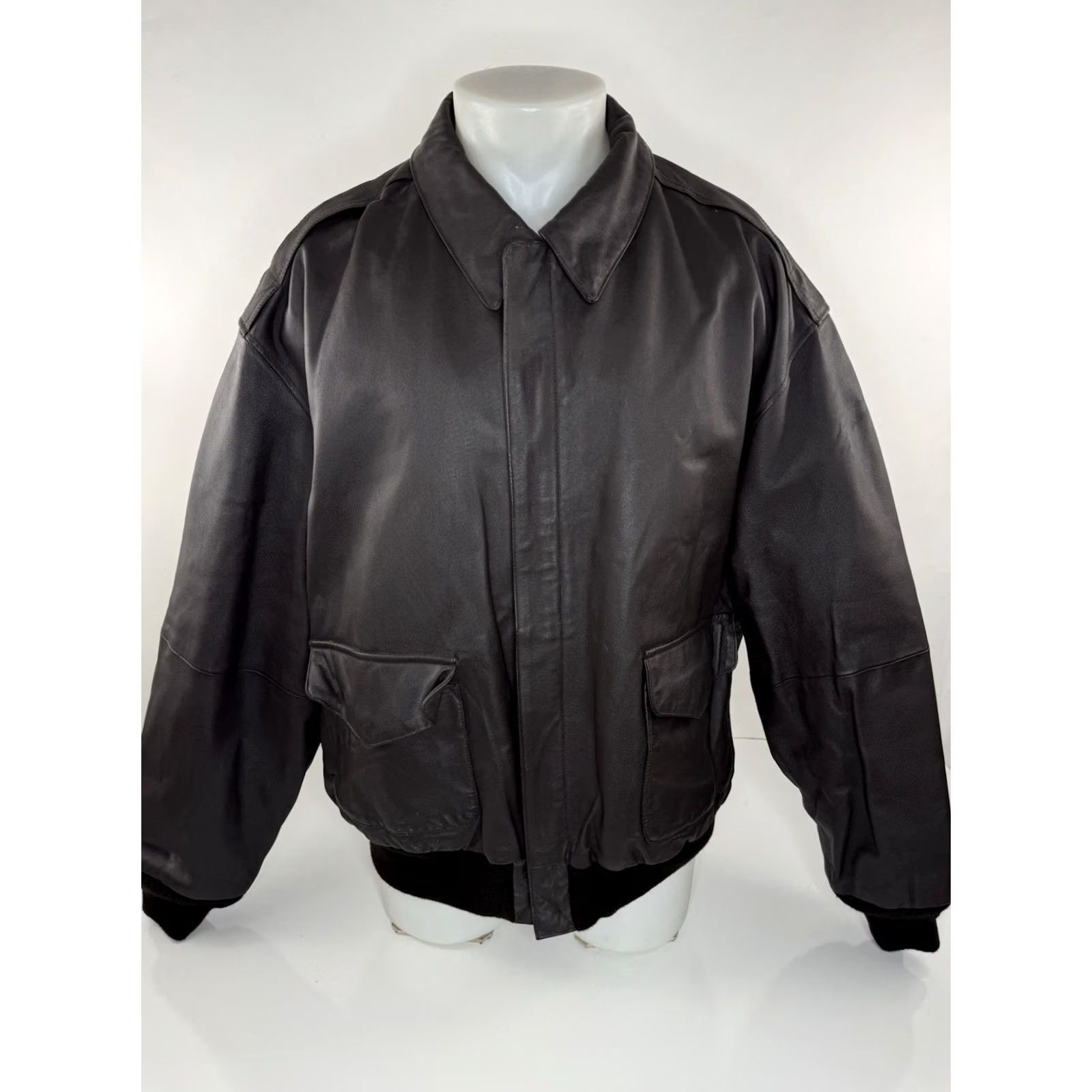 Vintage AIRBORNE - Leather Bomber XXL Jacket - Brown - Mens Size US XXL / EU 58 / 5 - 2 Thumbnail
