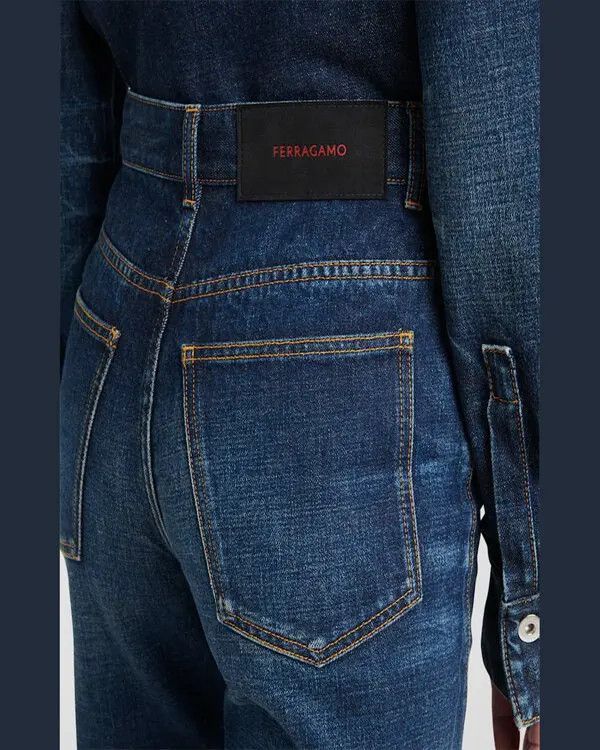 Salvatore Ferragamo o1s1rm0126 Seam Detail Straight-leg Jeans in Blue Size 26" / US 2 / IT 38 - 4 Thumbnail
