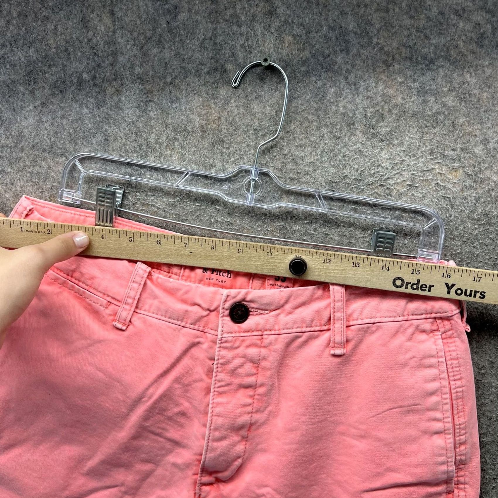 Abercrombie & Fitch Abercrombie & Fitch Shorts Mens 33 Pink Chino Flat Front Casual Summer Size US 33 - 5 Thumbnail