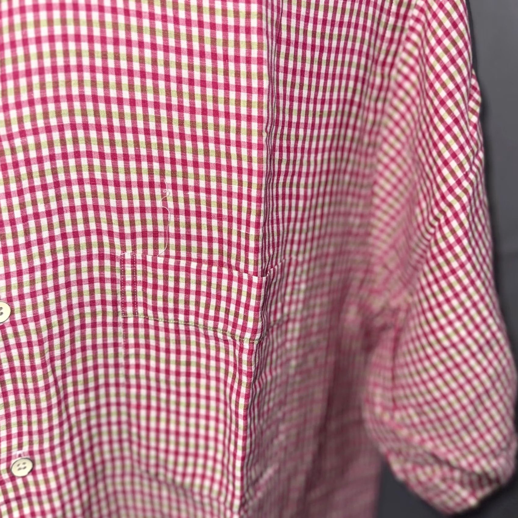 Peter Millar Peter Millar Shirt Mens Large Pink Green Gingham Linen Silk Button Down Casual Size US L / EU 52-54 / 3 - 4 Thumbnail