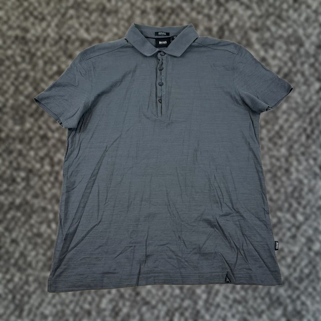 Vintage Boss Hugo Boss Regular Fit Polo Shirt Men Medium Gray Short Sleeve Pima Cotton Size US M / EU 48-50 / 2 - 1 Thumbnail
