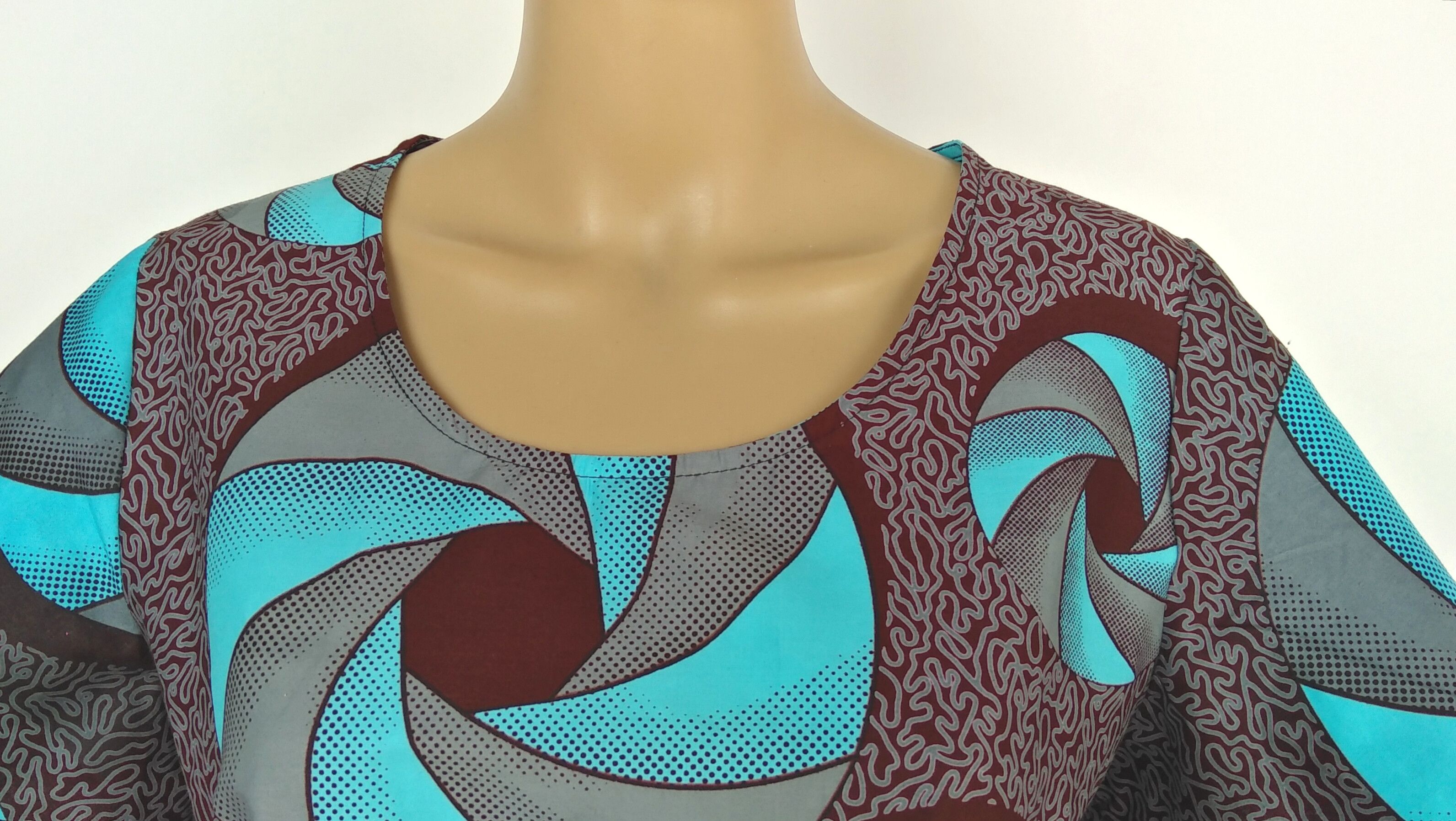 Other Cotton Tunic Shirt For Women African Wax Print Blouse Size XXL / US 16-18 / IT 52-54 - 2 Thumbnail