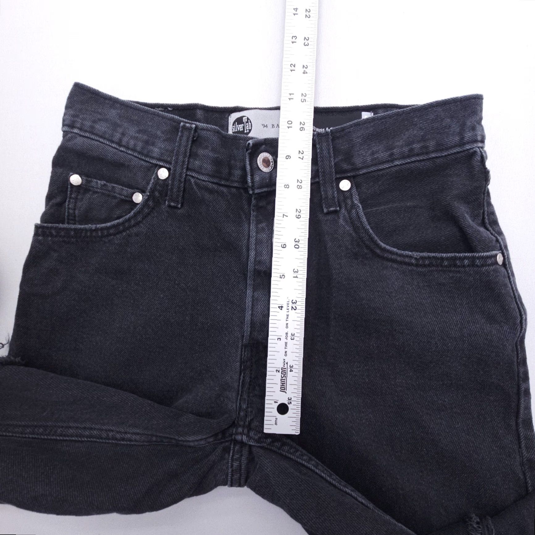 Levi's Levi's Silvertab '94 Jeans - Baggy Straight Denim 26 Women's Black Distressed 30in Grunge Size 26" / US 2 / IT 38 - 6 Thumbnail