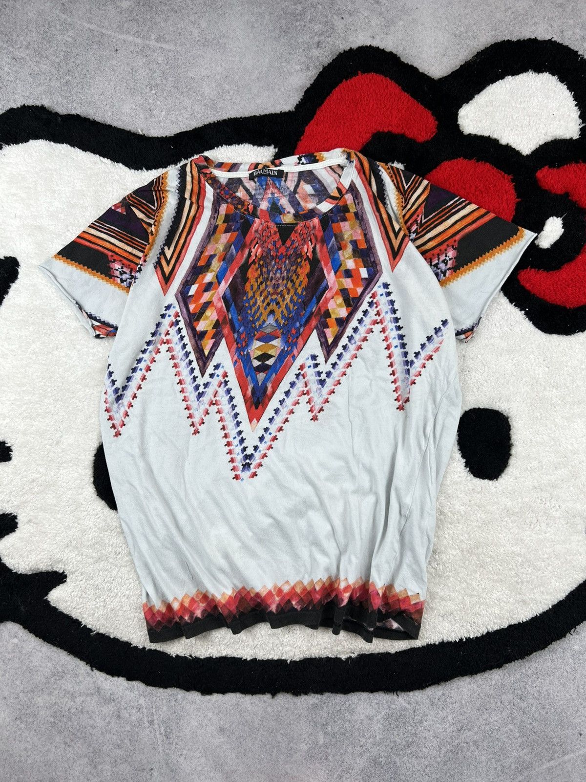 Balmain Balmain Vintage Multicoloured Rare Print Y2K Tee Shirt Size US M / EU 48-50 / 2 - 1 Thumbnail