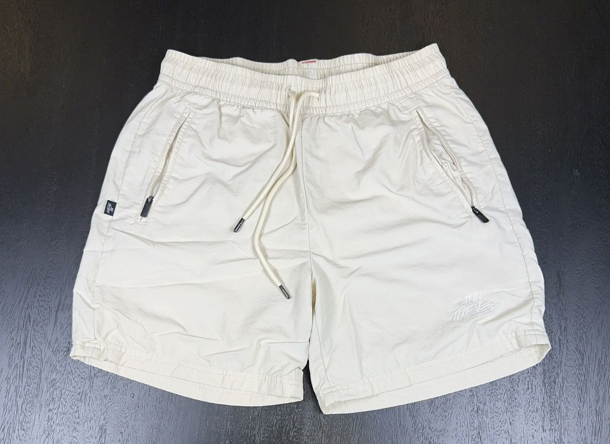 100 Thieves 100 Thieves Foundations Nylon Shorts — Cream (S) Size US 30 / EU 46 - 1 Thumbnail