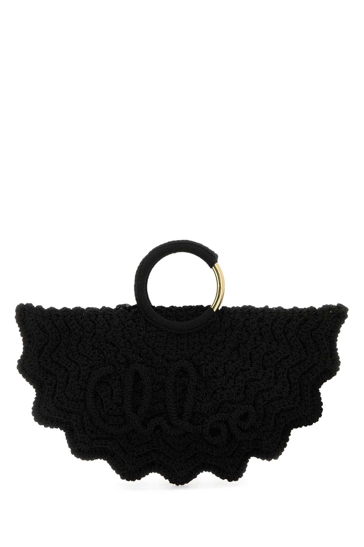 Black Fabric Small Bracelet Paravent Handbag