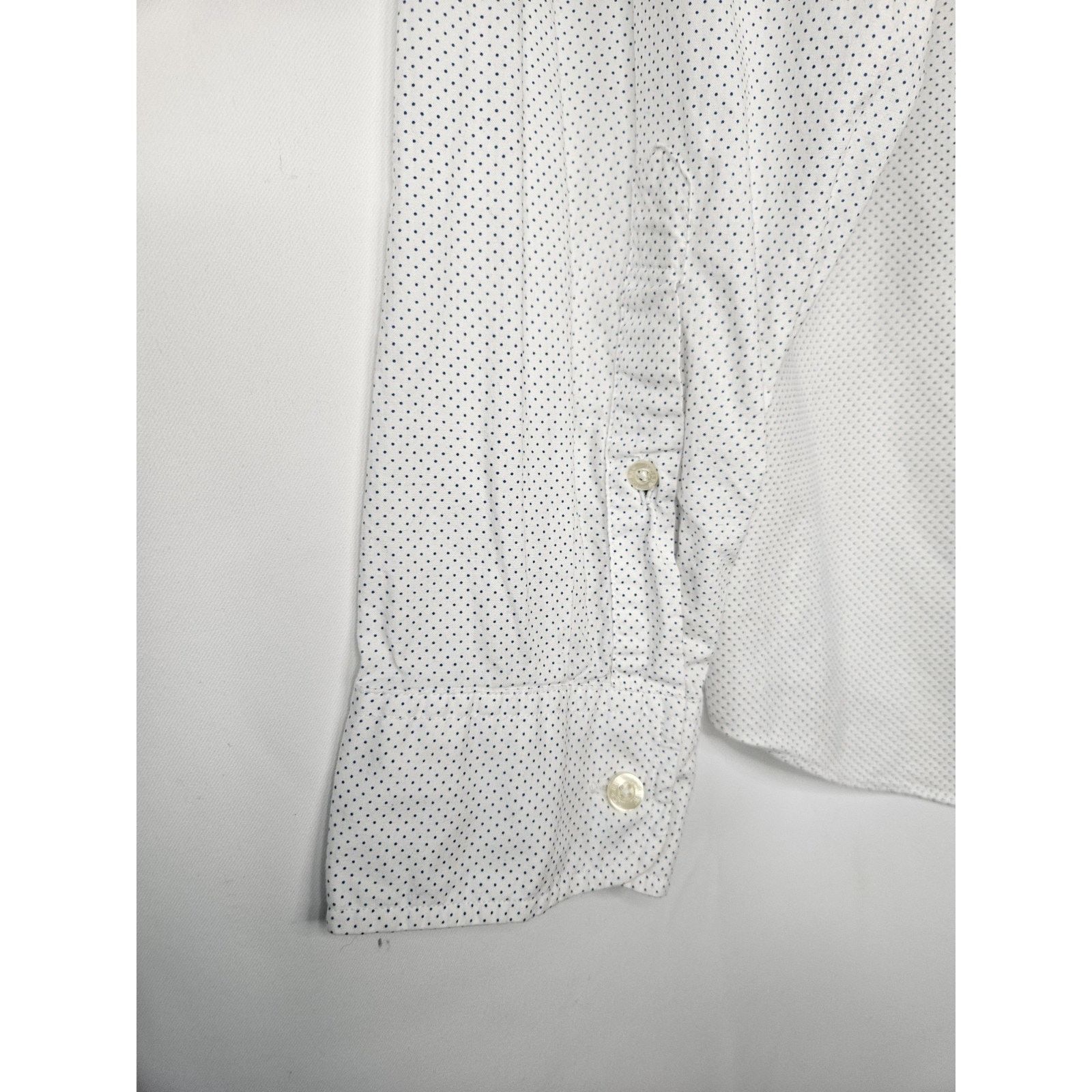 J.Crew VTG J. Crew Dress Shirt Men's Large White Navy Polka Dots Size US L / EU 52-54 / 3 - 7 Thumbnail