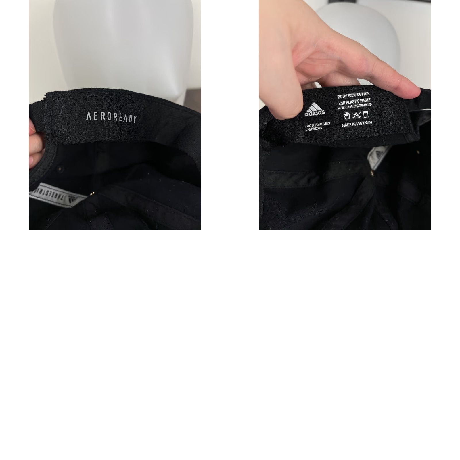 Adidas Adidas Hat Cap Strap Back Adult One Size Black Logo 100% Cotton Aeroready Twill Size ONE SIZE - 9 Thumbnail