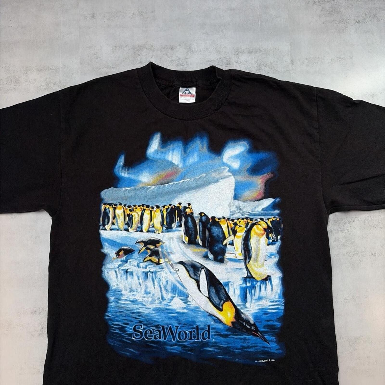 AAA Vintage 1999 Black Sea World Nature T-Shirt Size US L / EU 52-54 / 3 - 2 Thumbnail