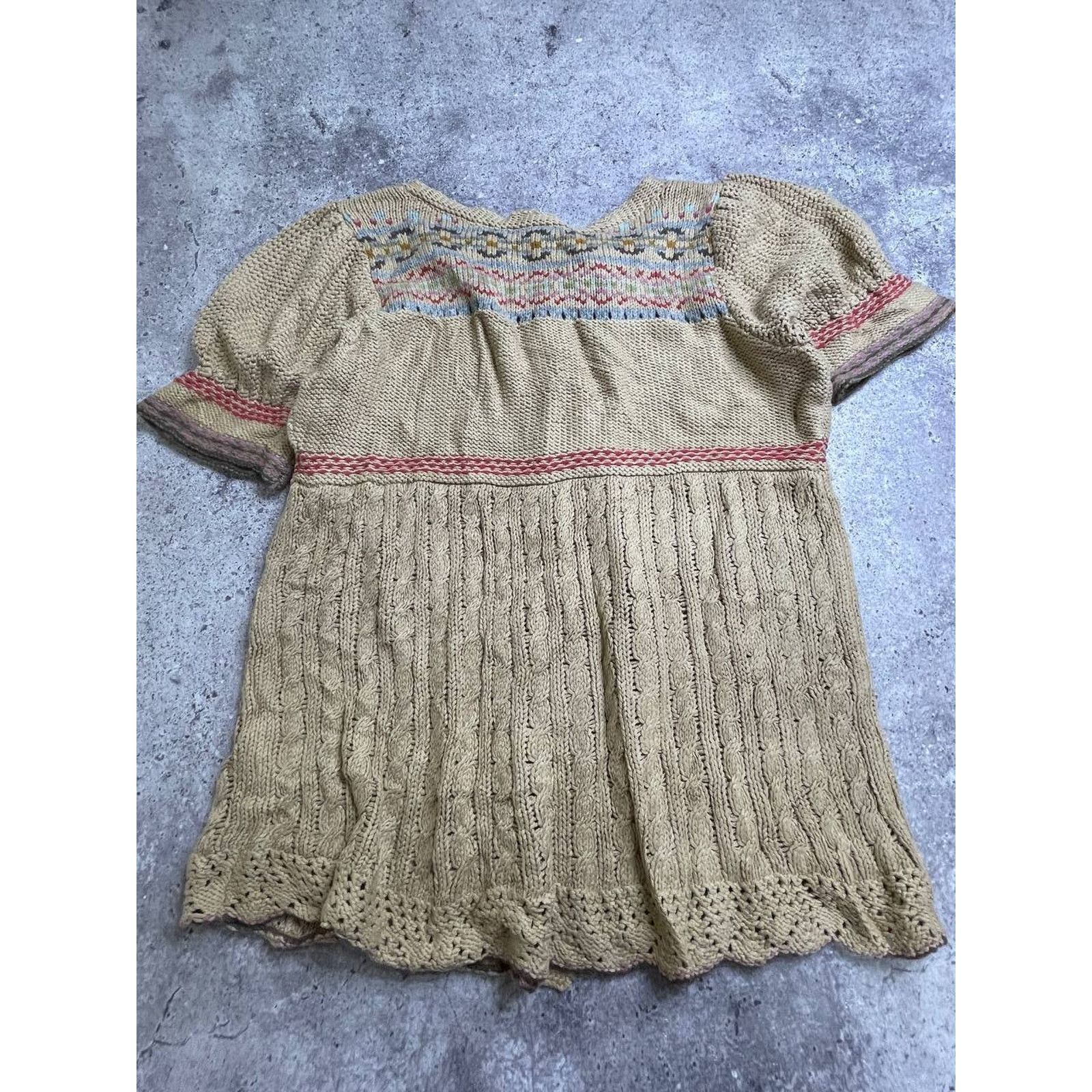 Vintage Vintage Caslon Boho Knit Short Sleeve Cardigan Beige Fair Size XL / US 12-14 / IT 48-50 - 6 Thumbnail