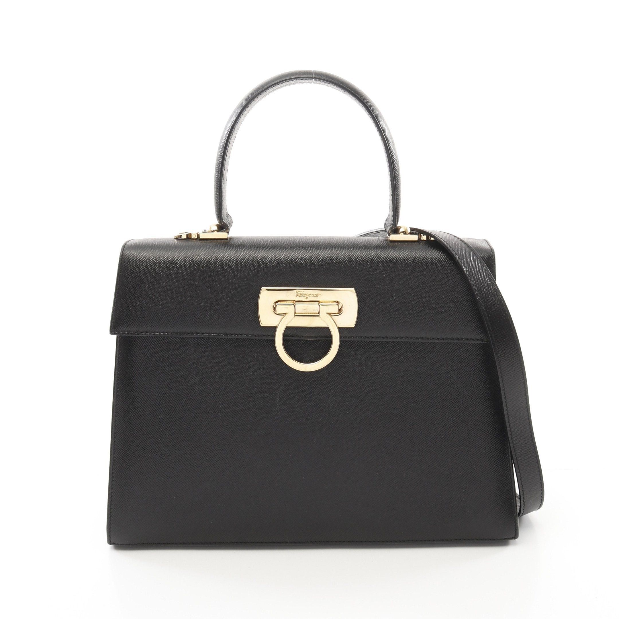 Salvatore Ferragamo Salvatore Ferragamo Gancini Handbag Leather Black Size ONE SIZE - 1 Thumbnail