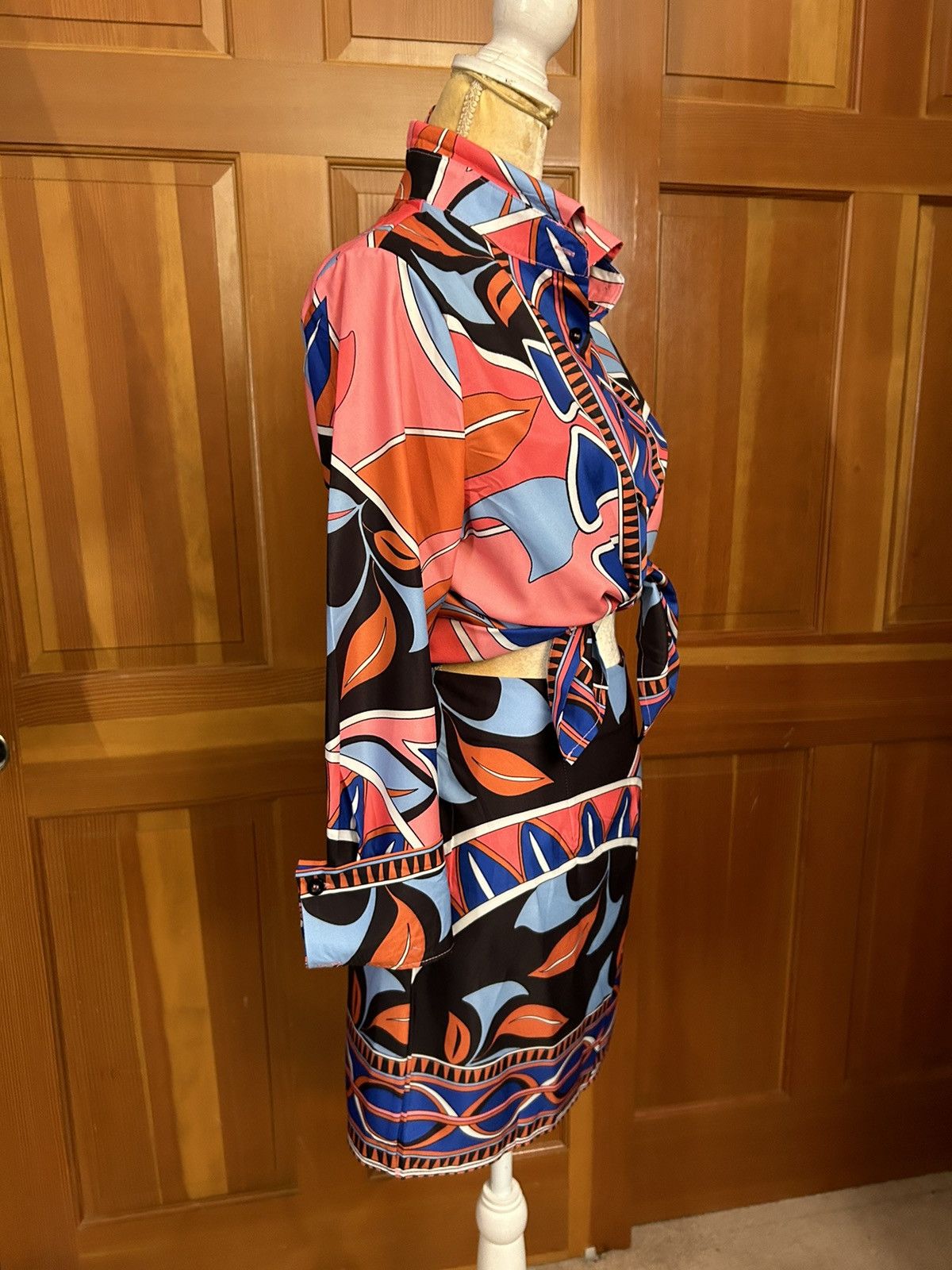 Designer × Other NWT, Lavishly Paris Vibrant Multicolored Shirt and Skirt Set Size M / US 6-8 / IT 42-44 - 12 Thumbnail
