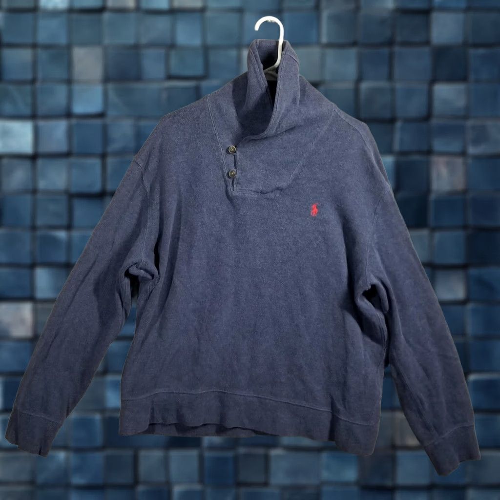 Polo Ralph Lauren Polo Ralph Lauren Sweater Mens XL Blue Button Shawl Knit Pullover Logo Size US XL / EU 56 / 4 - 1 Thumbnail