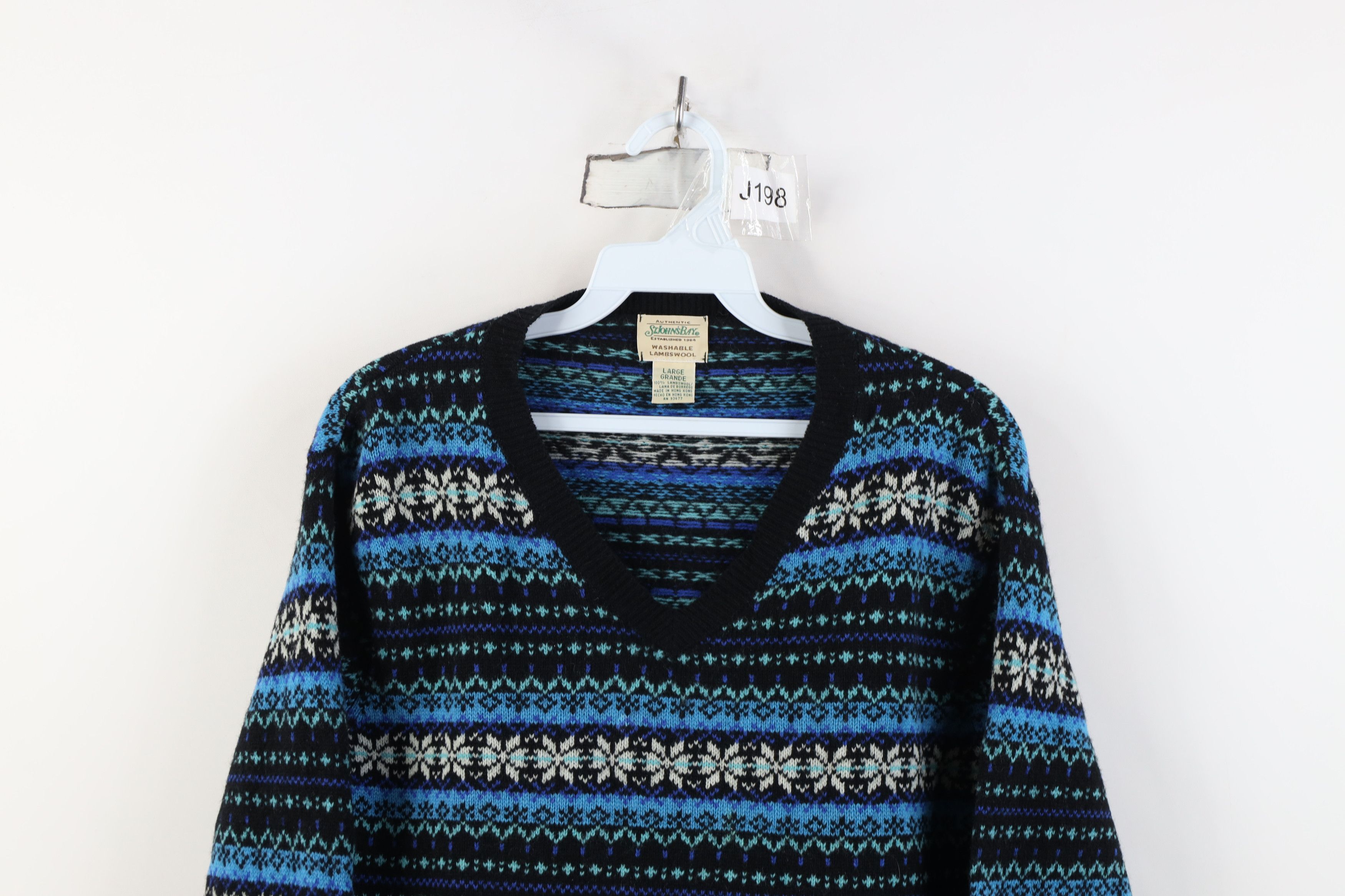 Vintage Vintage 90s Streetwear Knit Fair Isle V-Neck Sweater Size L / US 10 / IT 46 - 2 Thumbnail
