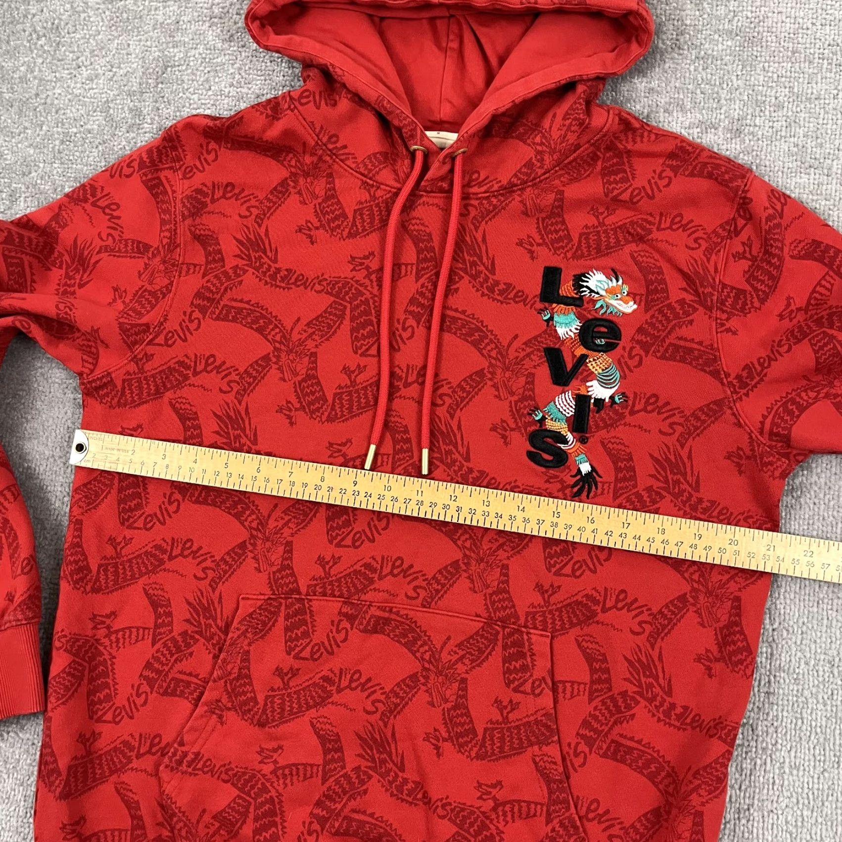 Levi's VINTAGE Levi's Hoodie Shirt Mens Medium Red Dragon Embroidered AOP Lunar 90s Style Men's Hoodie Size US M / EU 48-50 / 2 - 5 Thumbnail