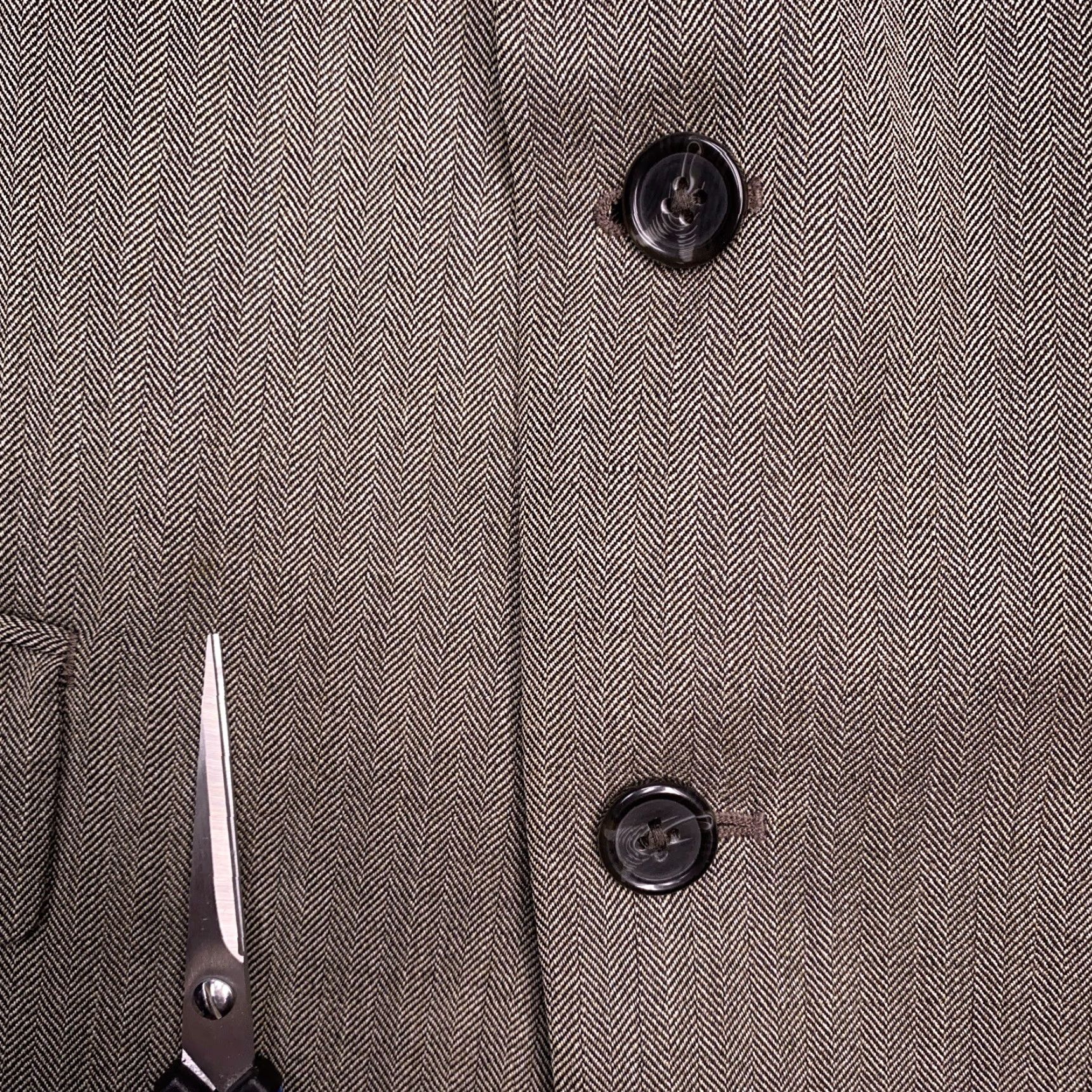 Chaps Chaps Suit Jacket Mens 40S Herringbone Wool Blazer, Notch Lapel, Single-Breasted, Two-Button Front, Brown, Regular Fit, Dry Clean Only Size 40R - 7 Thumbnail